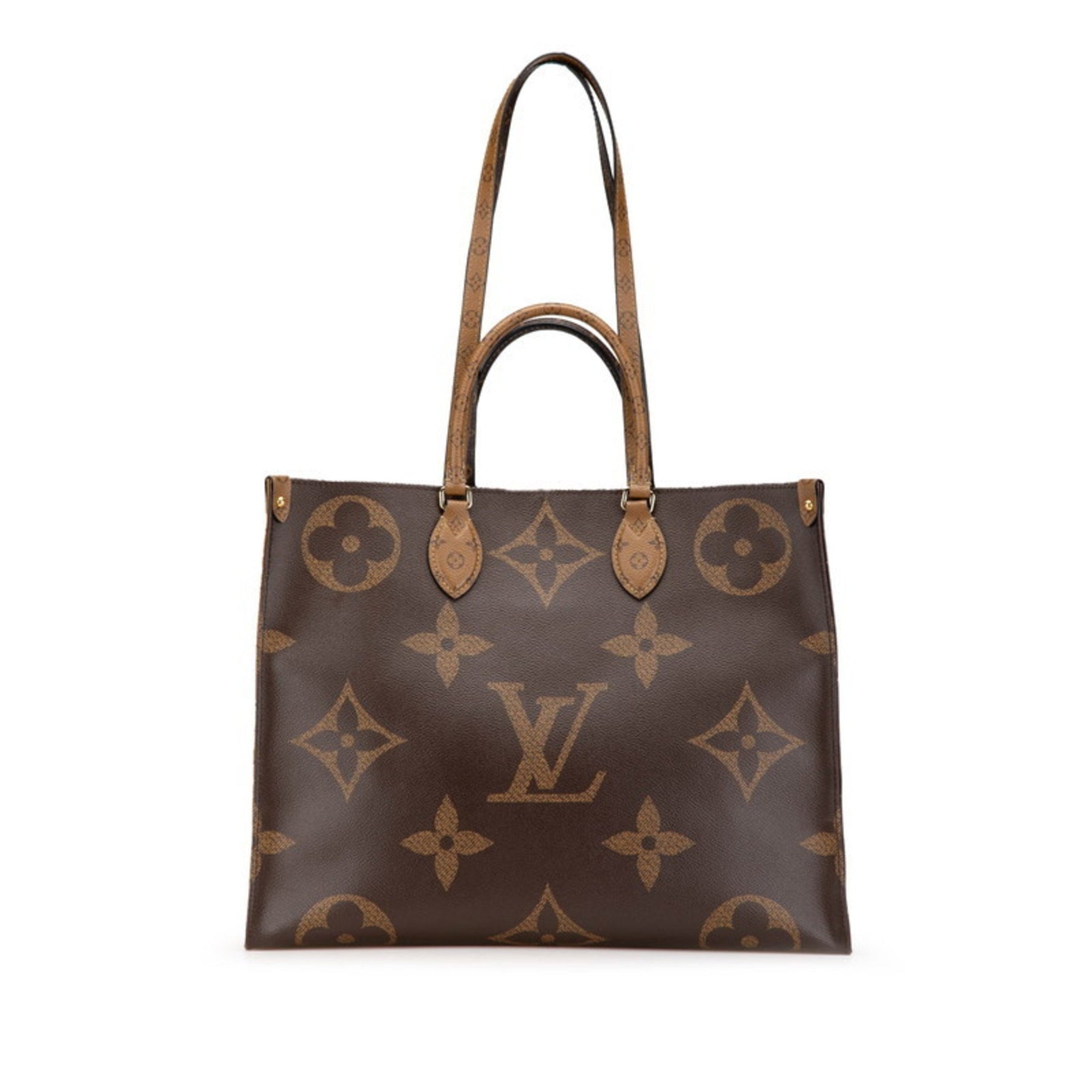Louis Vuitton Monogram Giant Reverse On the Go GM Handbag Shoulder Bag Brown PVC Leather