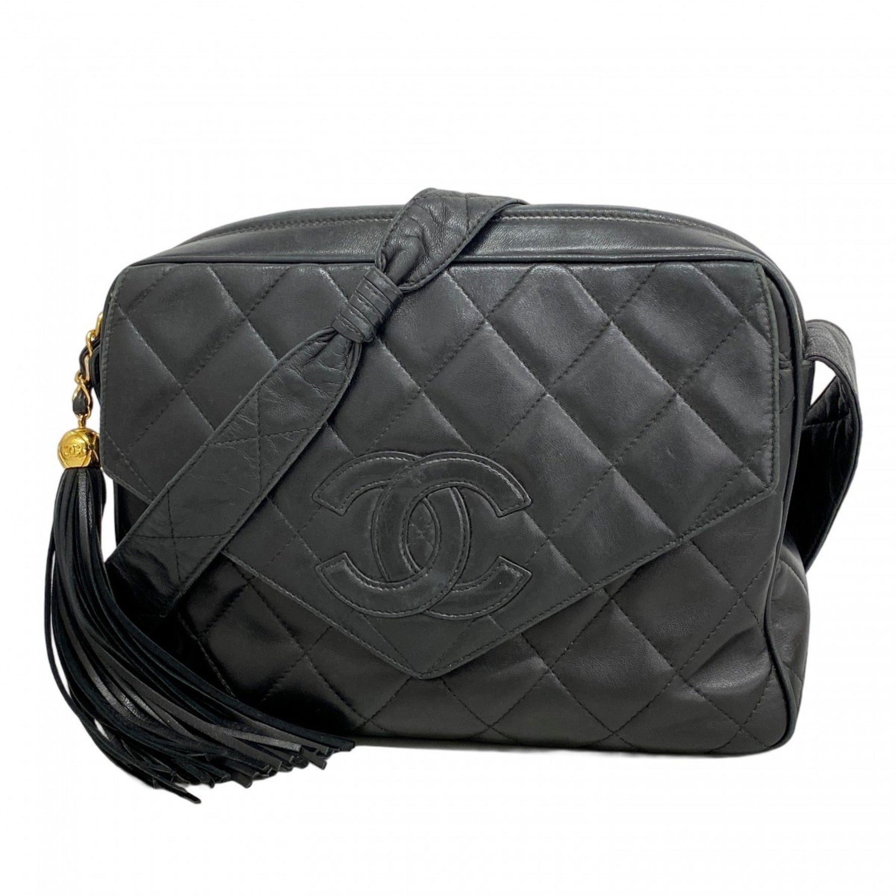 Chanel Matelasse Shoulder Bag, Lambskin, Black, Women's
