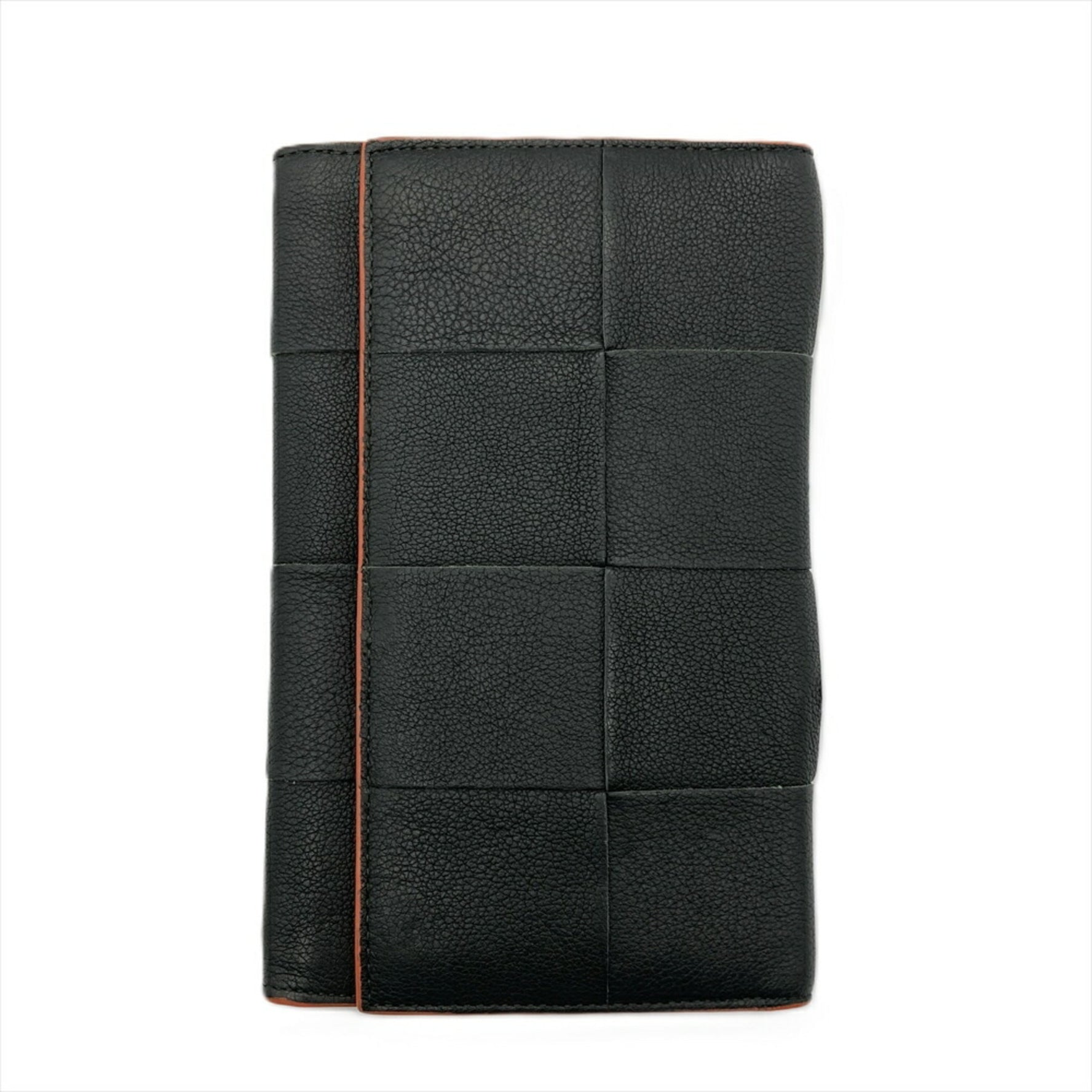 BOTTEGA VENETA Maxi Intrecciato Long Wallet Leather Black Bi-fold Billfold