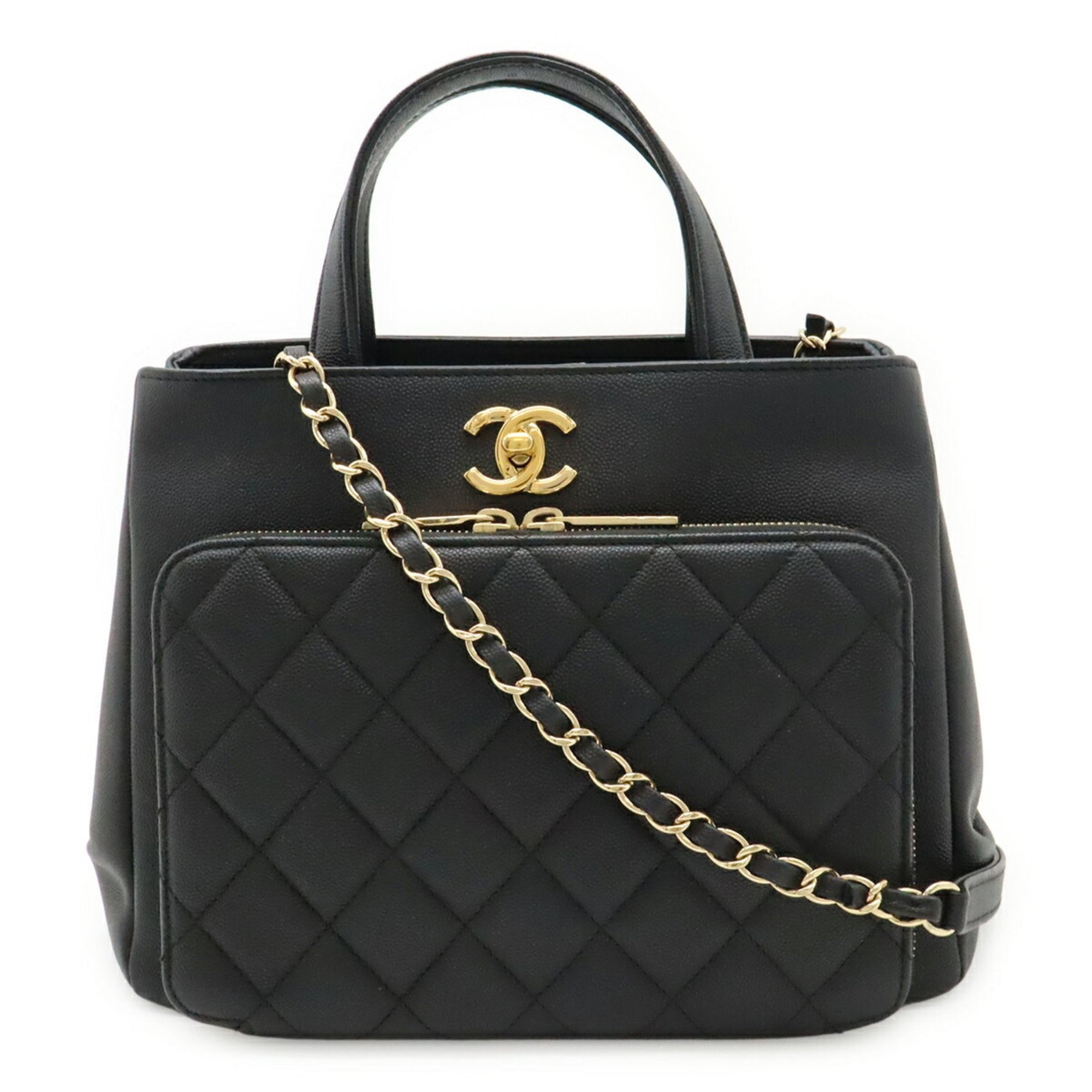 CHANEL Matelasse Small Handbag with Chain Shoulder Strap, Caviar Skin