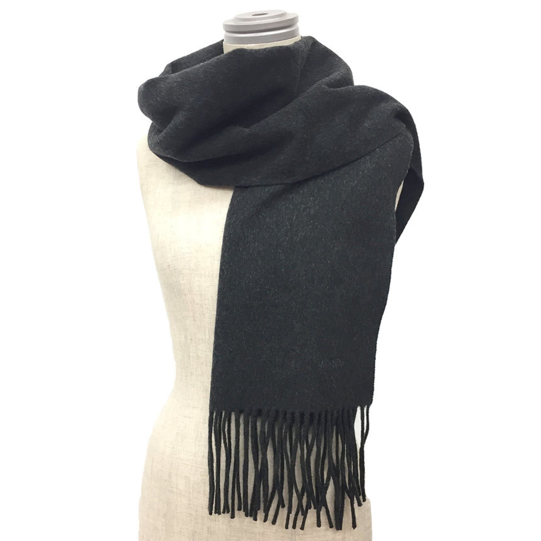 HERMES Hermes Cashmere Stole Gaultier Period Charcoal Gray Men's Women's Unisex Scarf