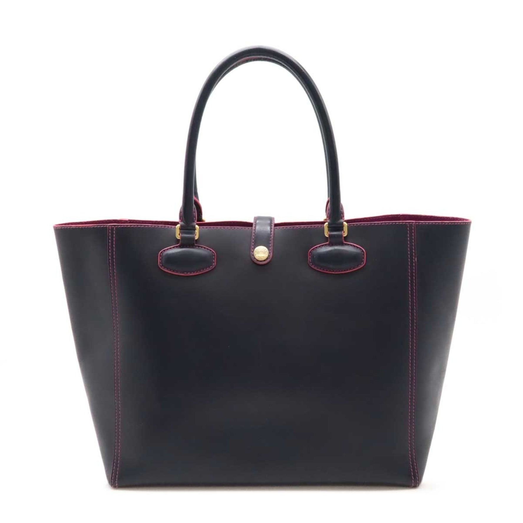 LOEWE Leo Anagram Tote Bag Handbag 2-tone Leather Dark Navy Pink