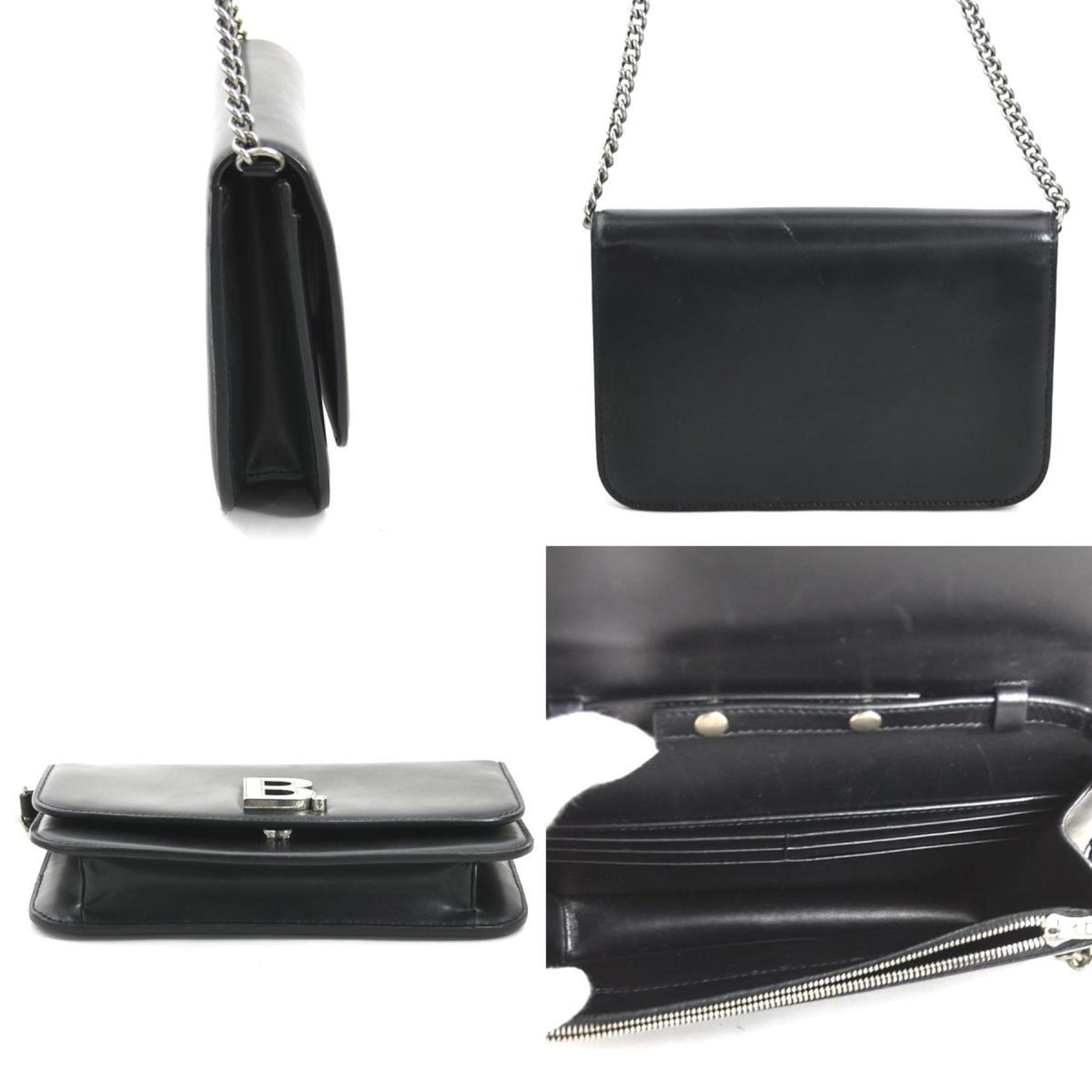 BALENCIAGA Chain Wallet Leather Black Women's t19595a