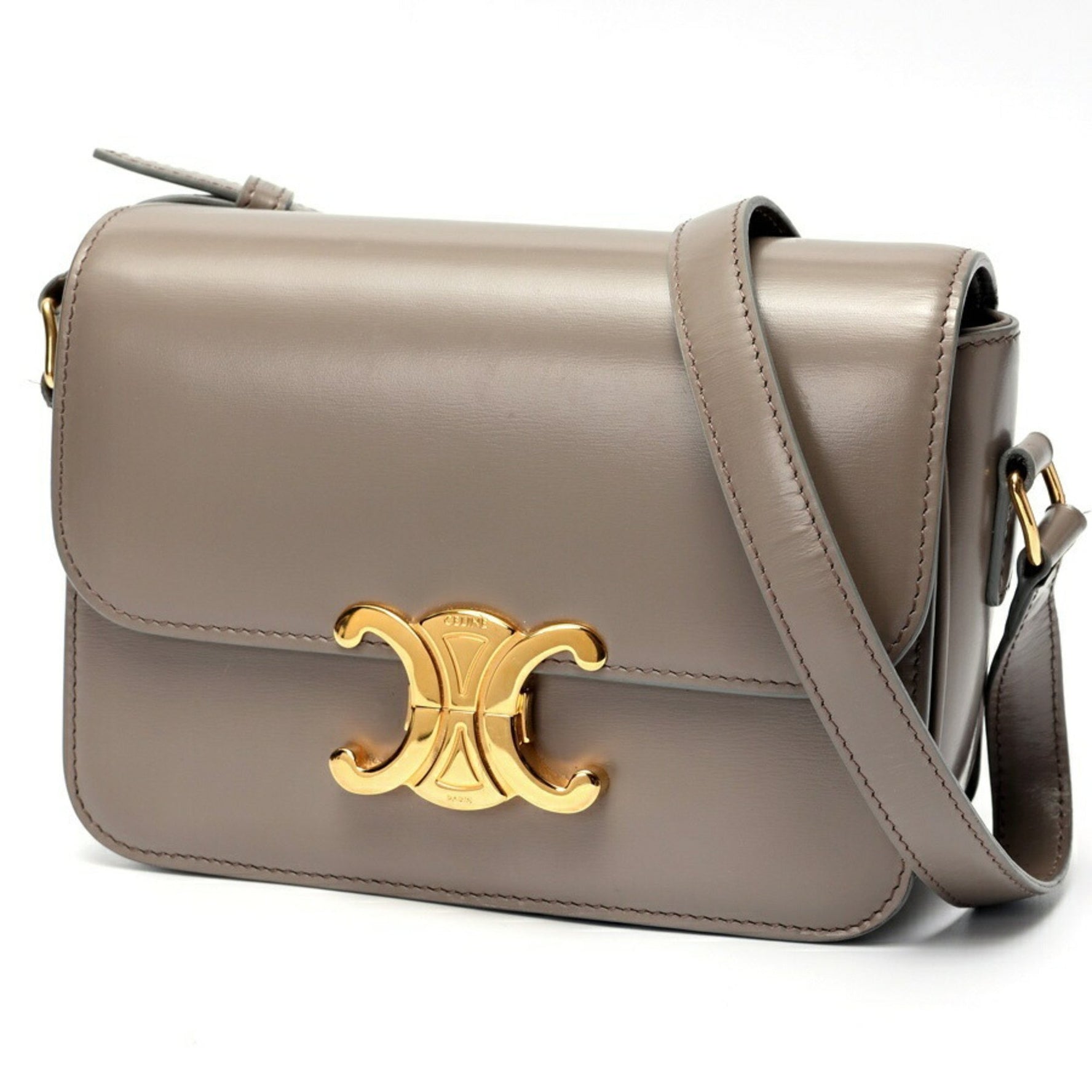 CELINE Teen Triomphe Bag Shoulder Shiny Calfskin Pebble