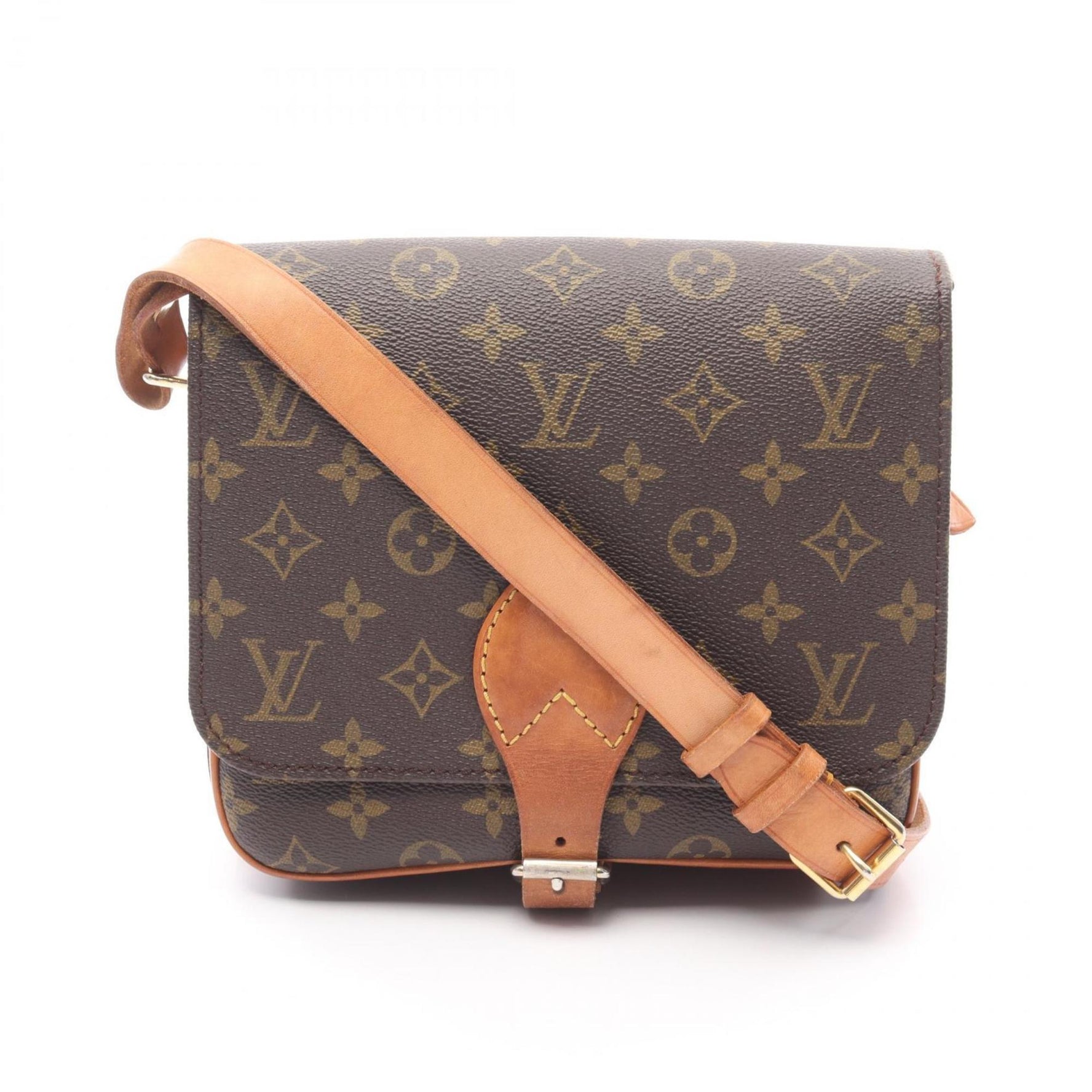 Louis Vuitton Cartesier MM Shoulder Bag Coated Canvas Leather Monogram Brown