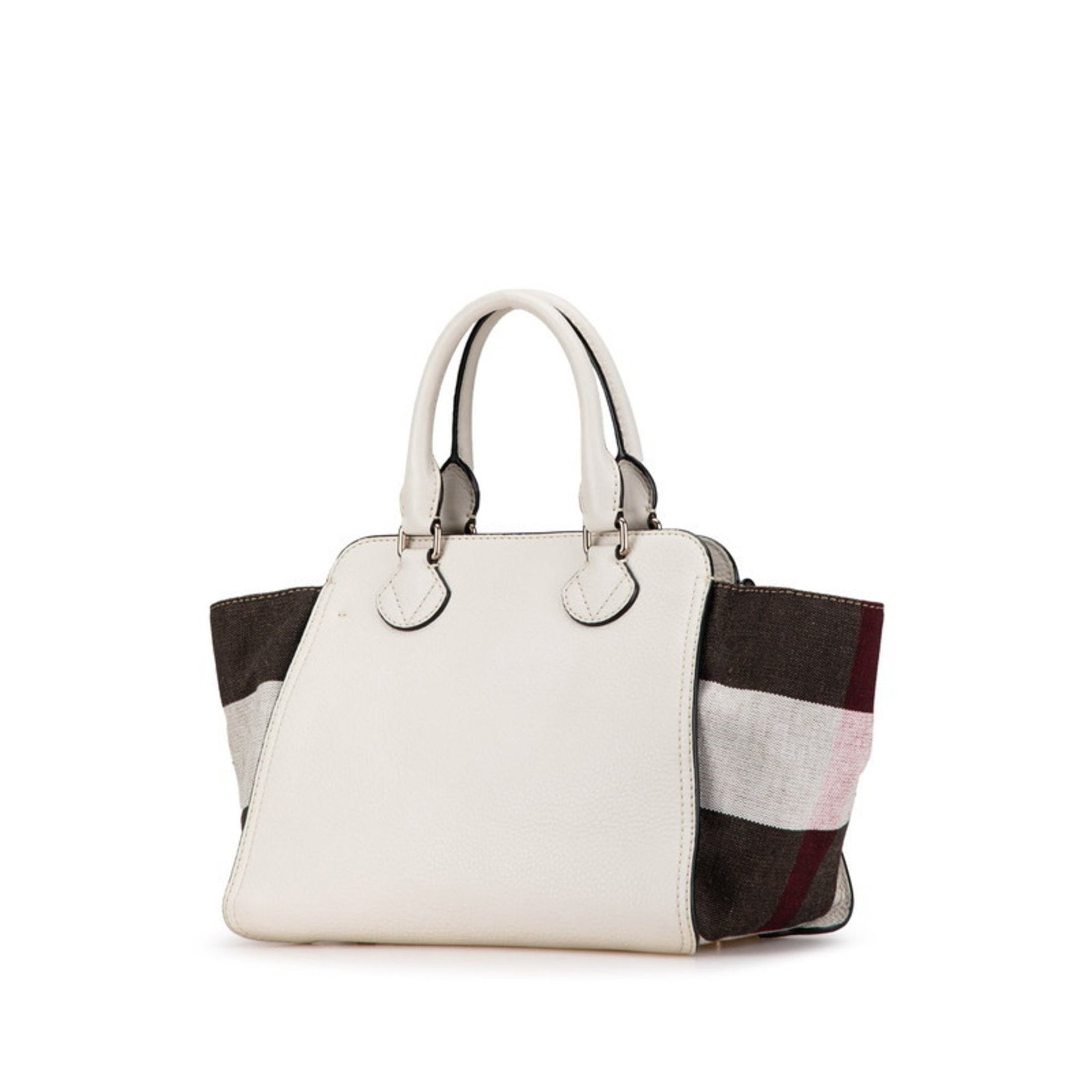Burberry handbag tote bag white red black leather canvas