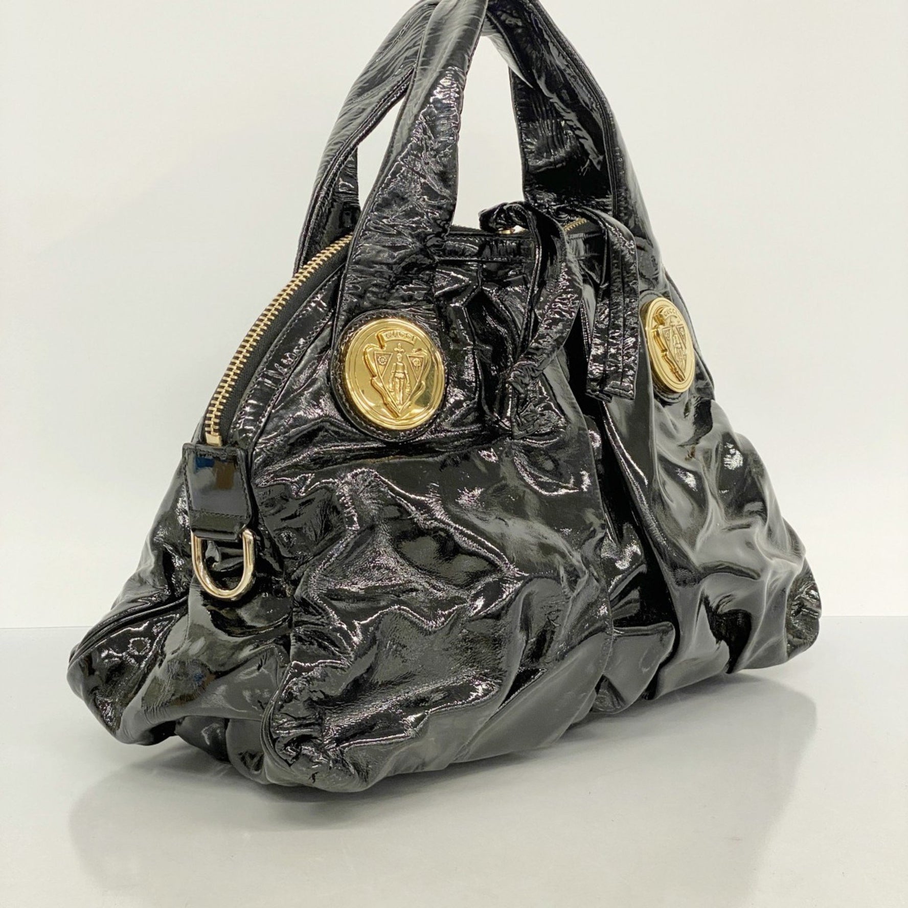Gucci Hysteria Handbag Enamel Black Women's
