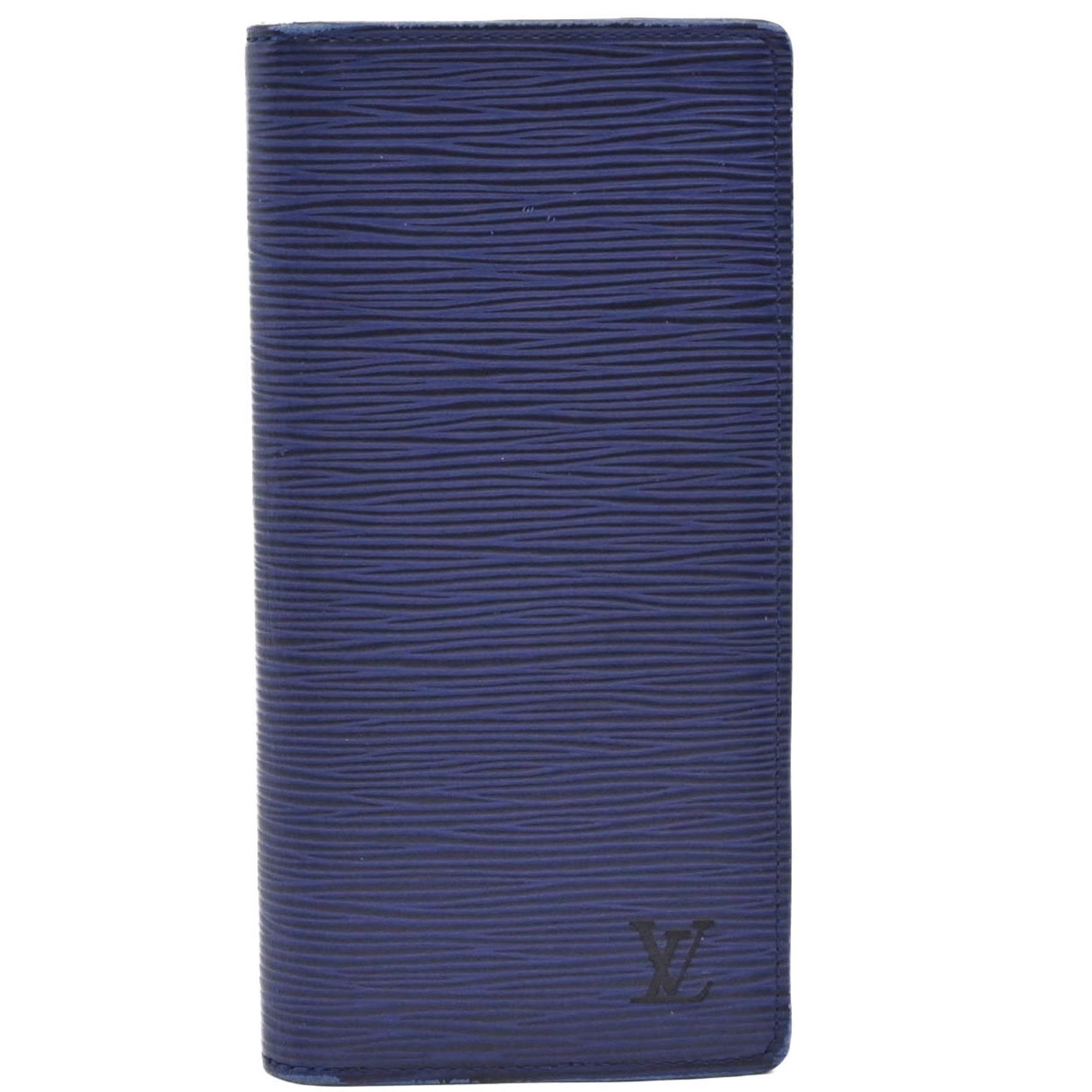 Louis Vuitton Portefeuille Brazza Epi Leather Long Wallet Blue White IC Chip