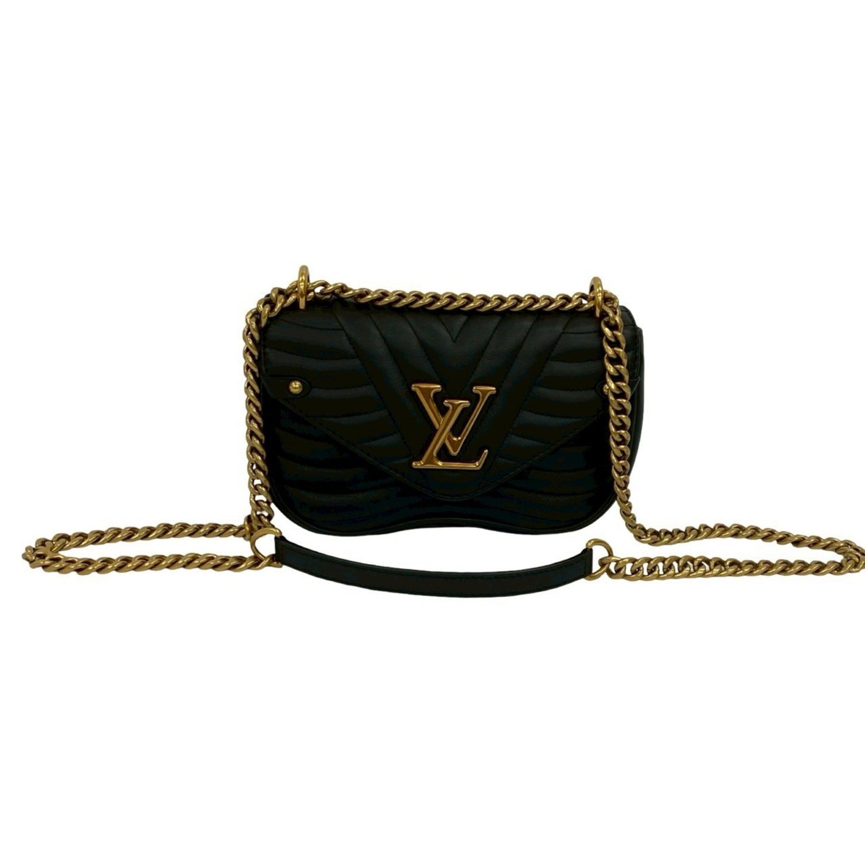 Unused, stored LOUIS VUITTON New Wave Chain Bag PM Leather Shoulder Pochette 205-6