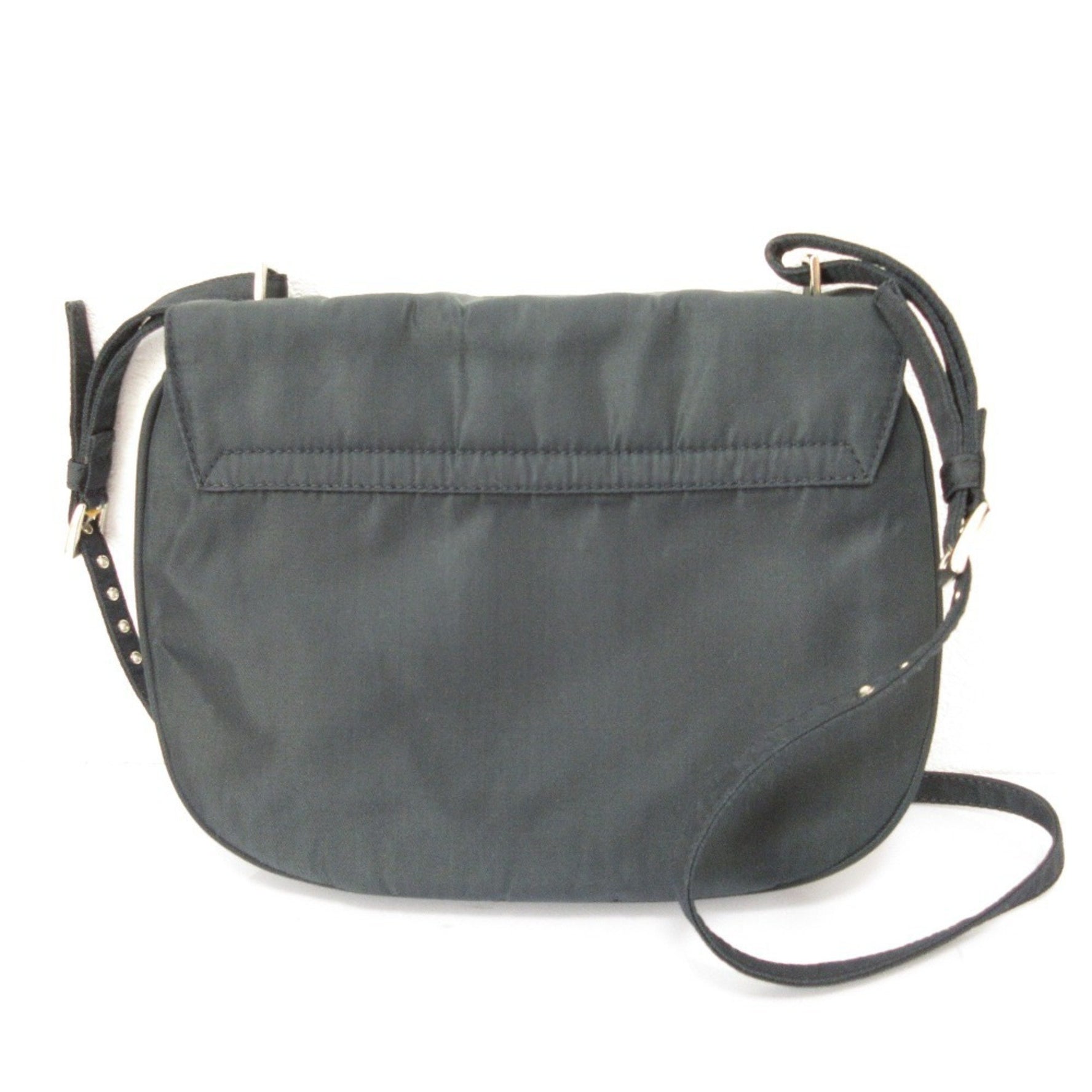 PRADA Prada Vintage Triangle Logo Plate Nylon Shoulder Bag Navy Women's