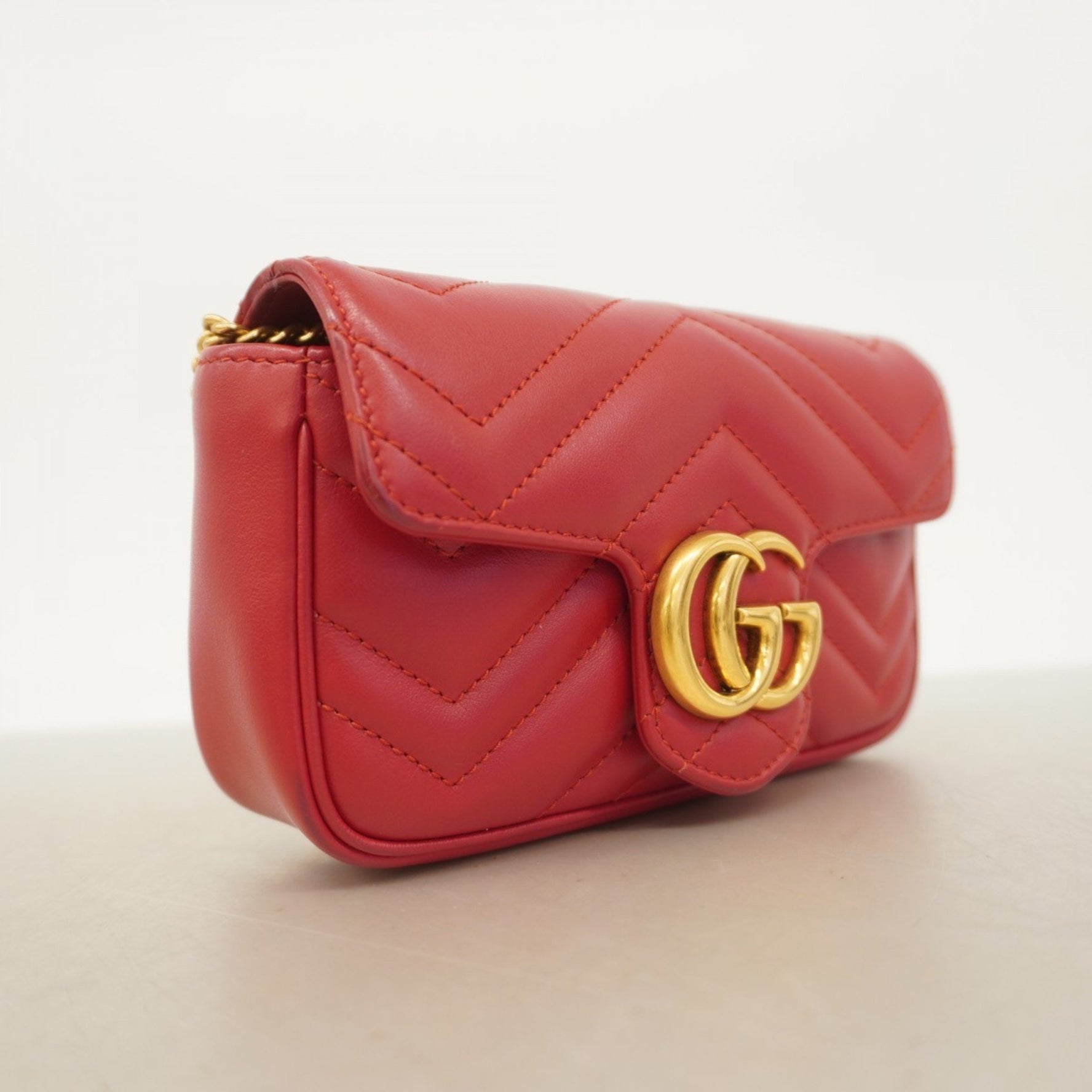 Gucci GG Marmont Super Shoulder Bag Leather Red Women's