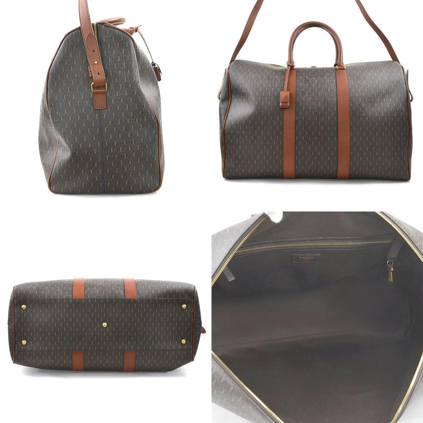Saint Laurent Boston bag, coated canvas, leather, brown, for men and women, 582141, 90065g