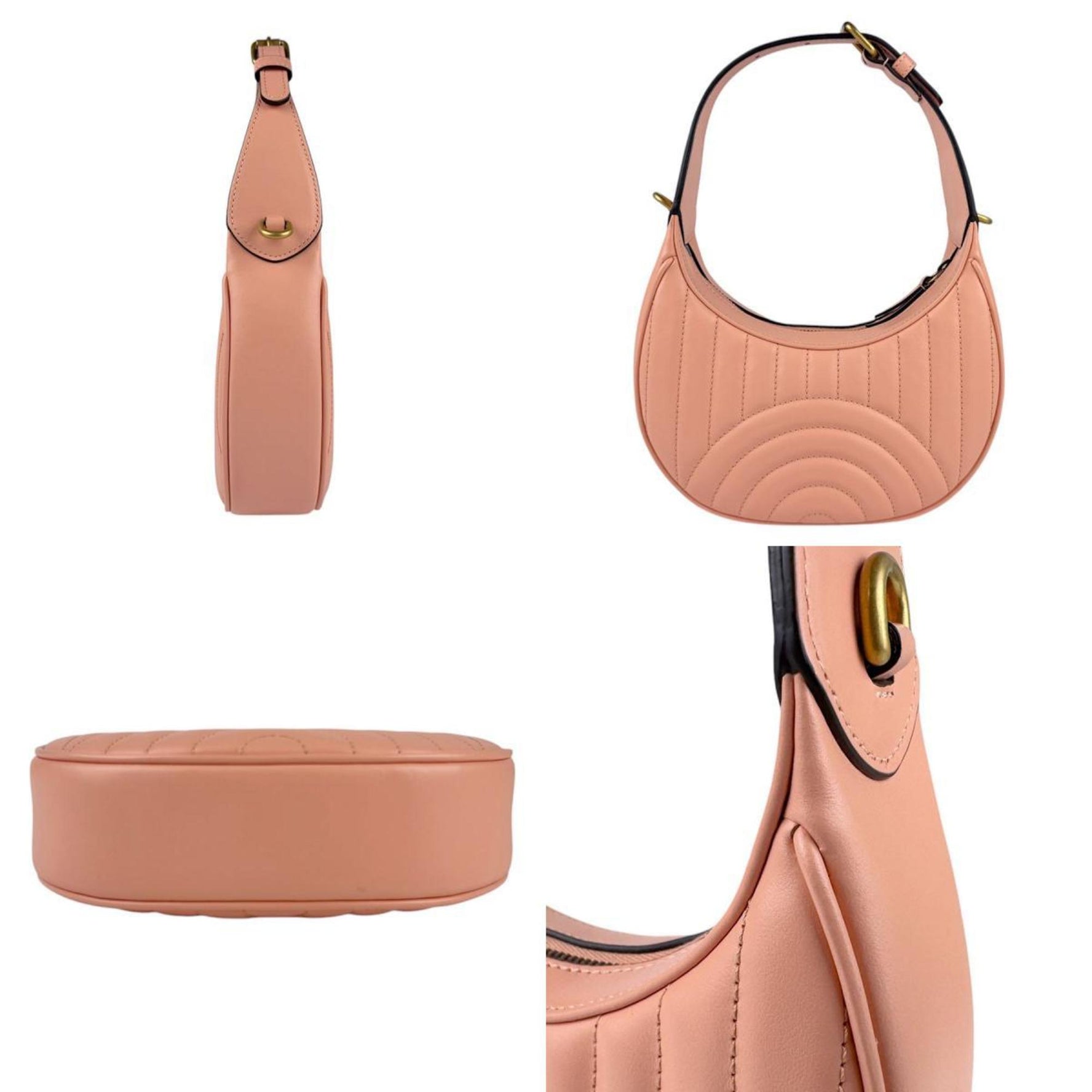 GUCCI Handbag Shoulder Bag GG Marmont Leather Salmon Pink Gold