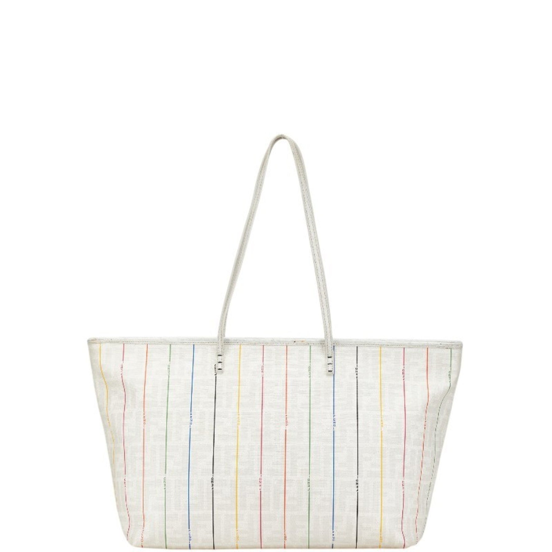 FENDI ZUCCA Tote Bag Shoulder Ivory Multicolor PVC Leather