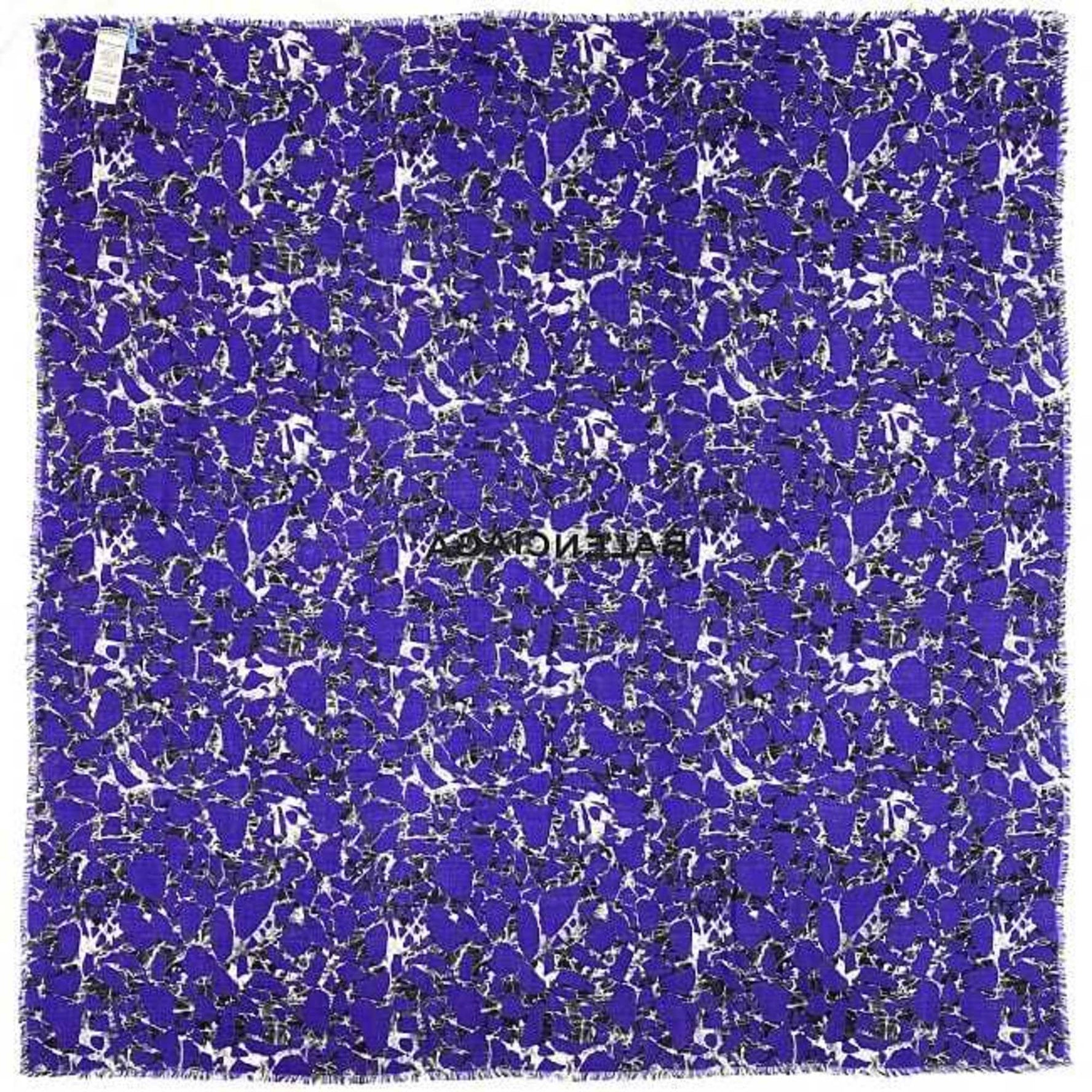 Balenciaga Stole Navy 50% Wool Silk BALENCIAGA Large Square Mosaic Camouflage Ladies
