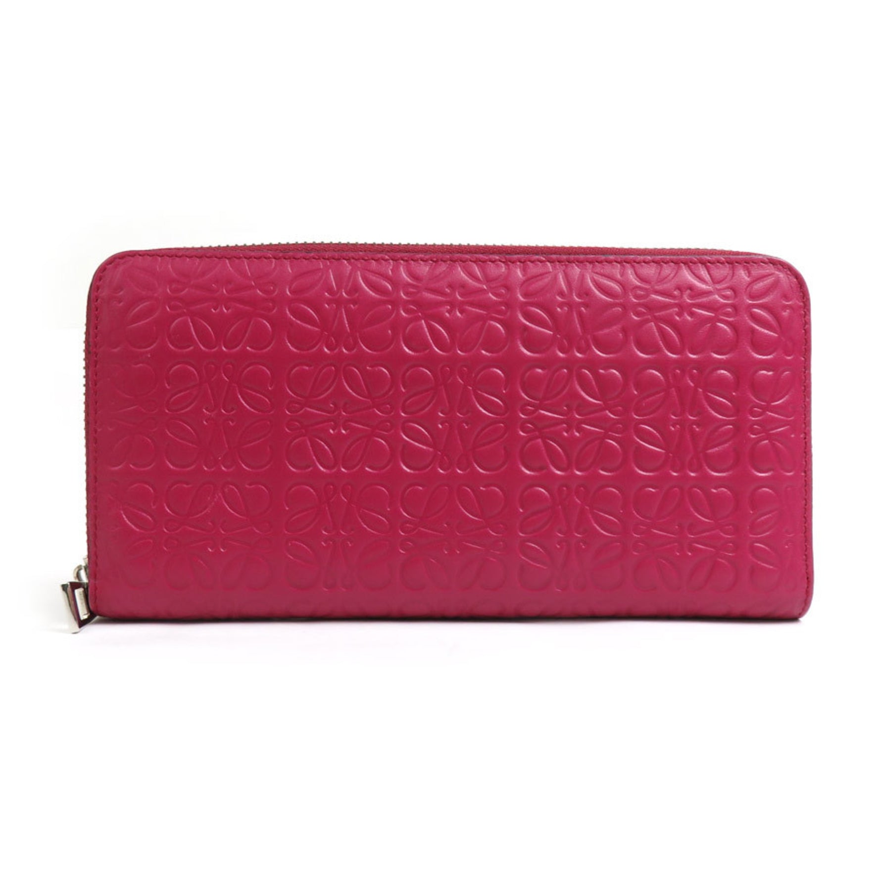 LOEWE Round Long Wallet Anagram Leather Deep Pink Women's h30932a