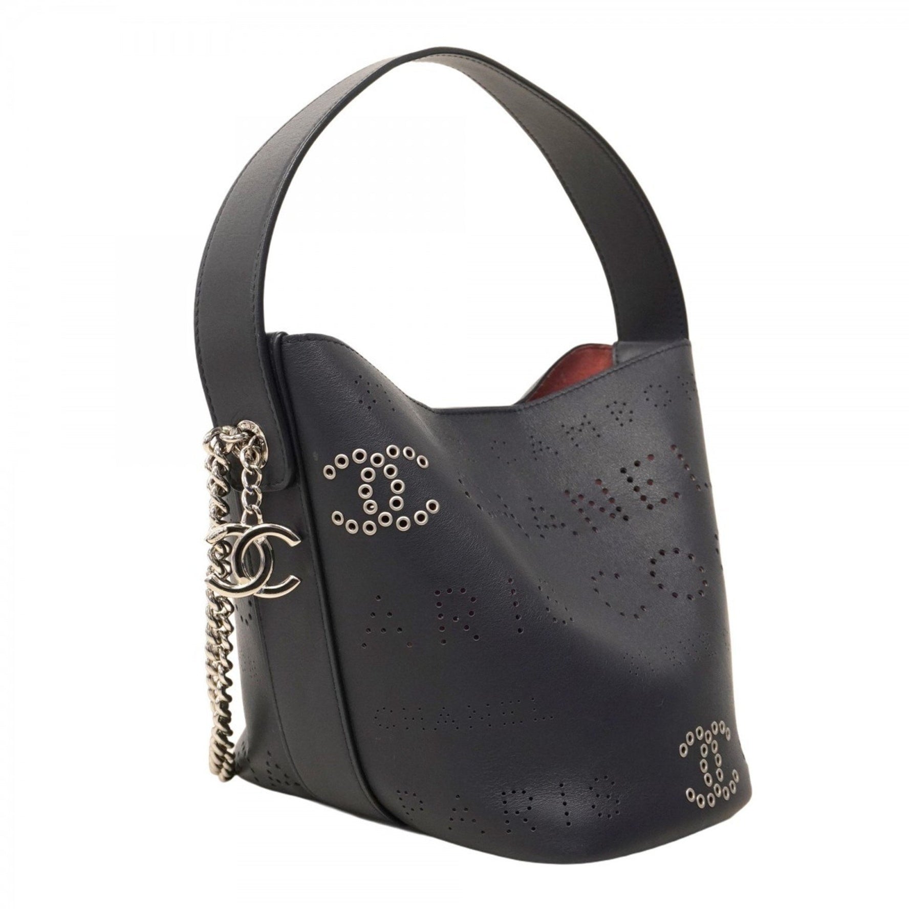 Chanel handbag, chain shoulder bag, punched leather, bag