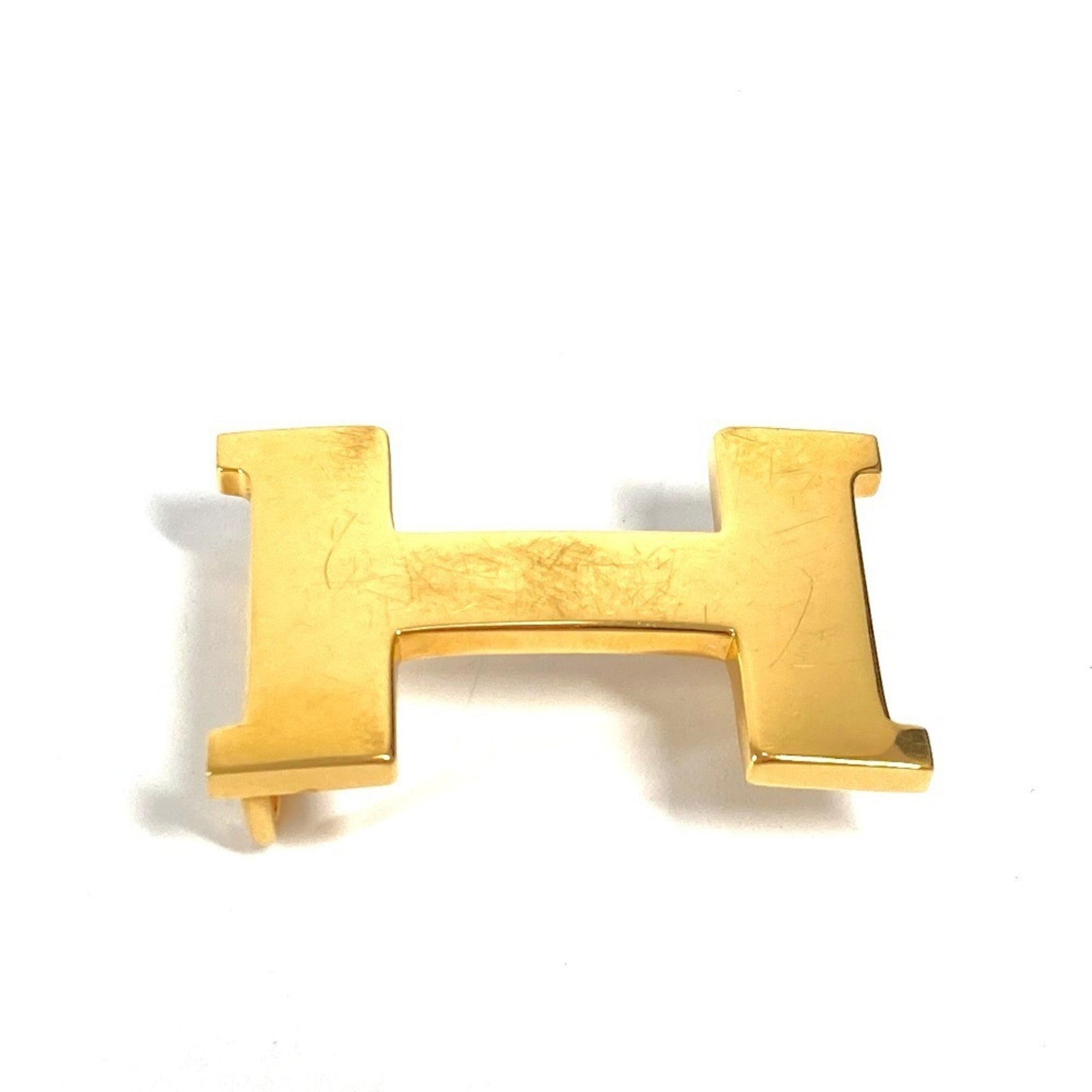 HERMES Hermes H logo buckle only belt metal men women gold