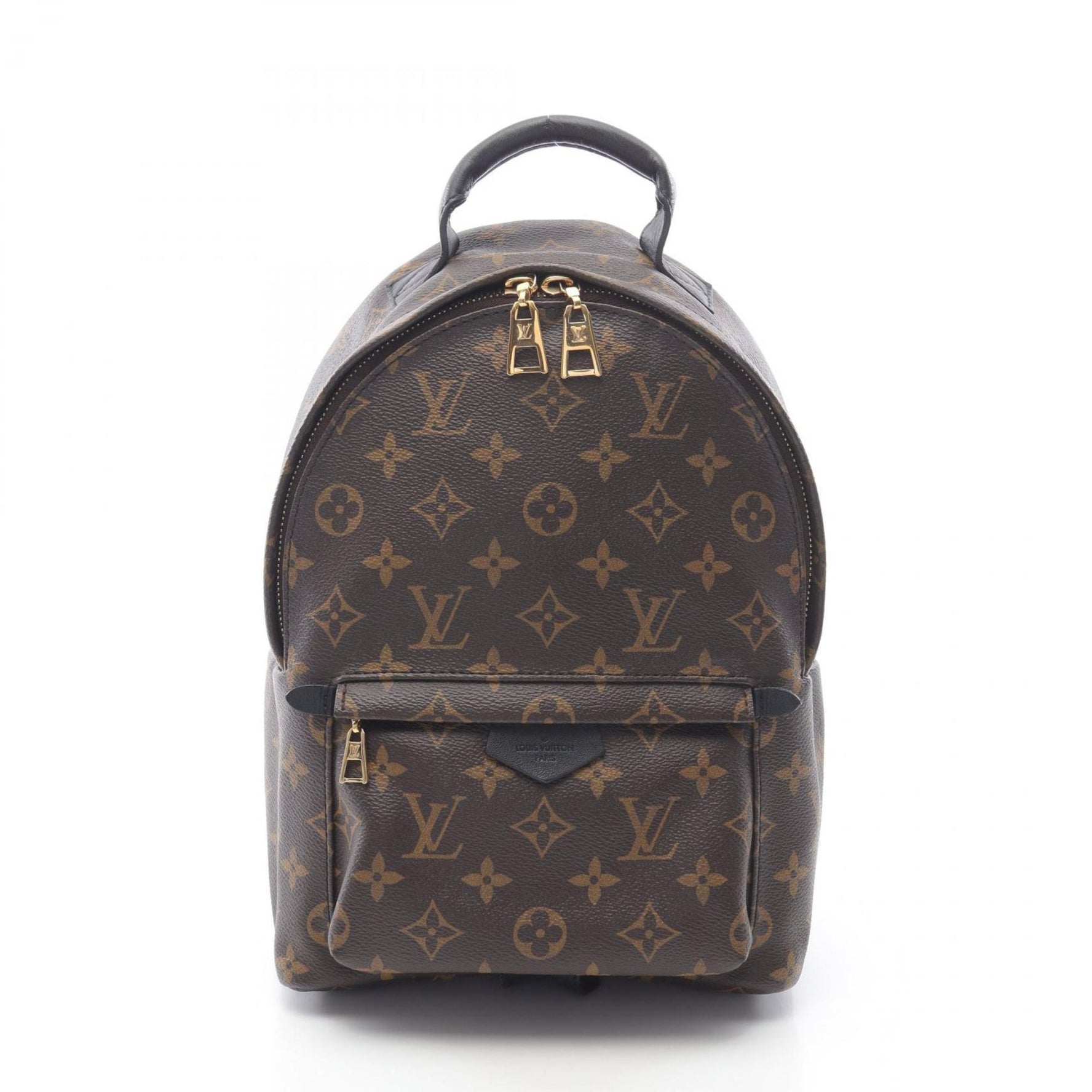 Louis Vuitton Palm Springs PM Backpack, Coated Canvas and Leather, Monogram, Brown Black