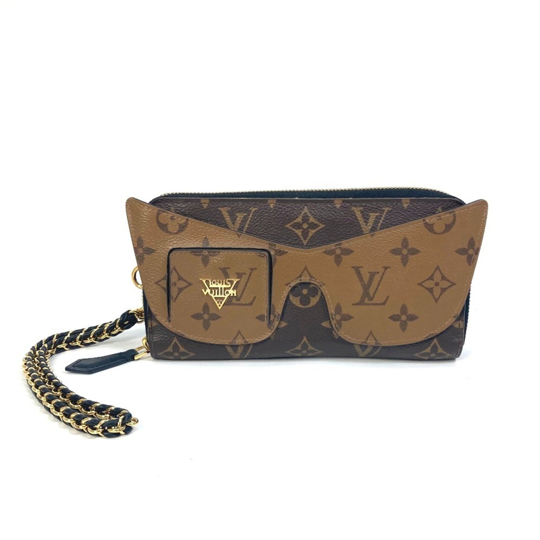 LOUIS VUITTON M68796 Monogram Reverse Zippy Wallet Shady Long in Canvas, Brown, Women's