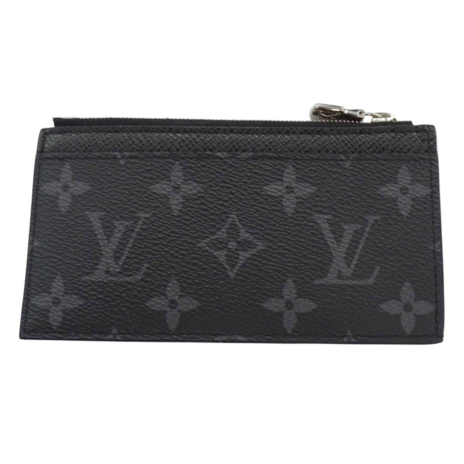 Louis Vuitton Taiga Lama Card Case, Monogram Eclipse Coin Holder in Black, with IC Chip