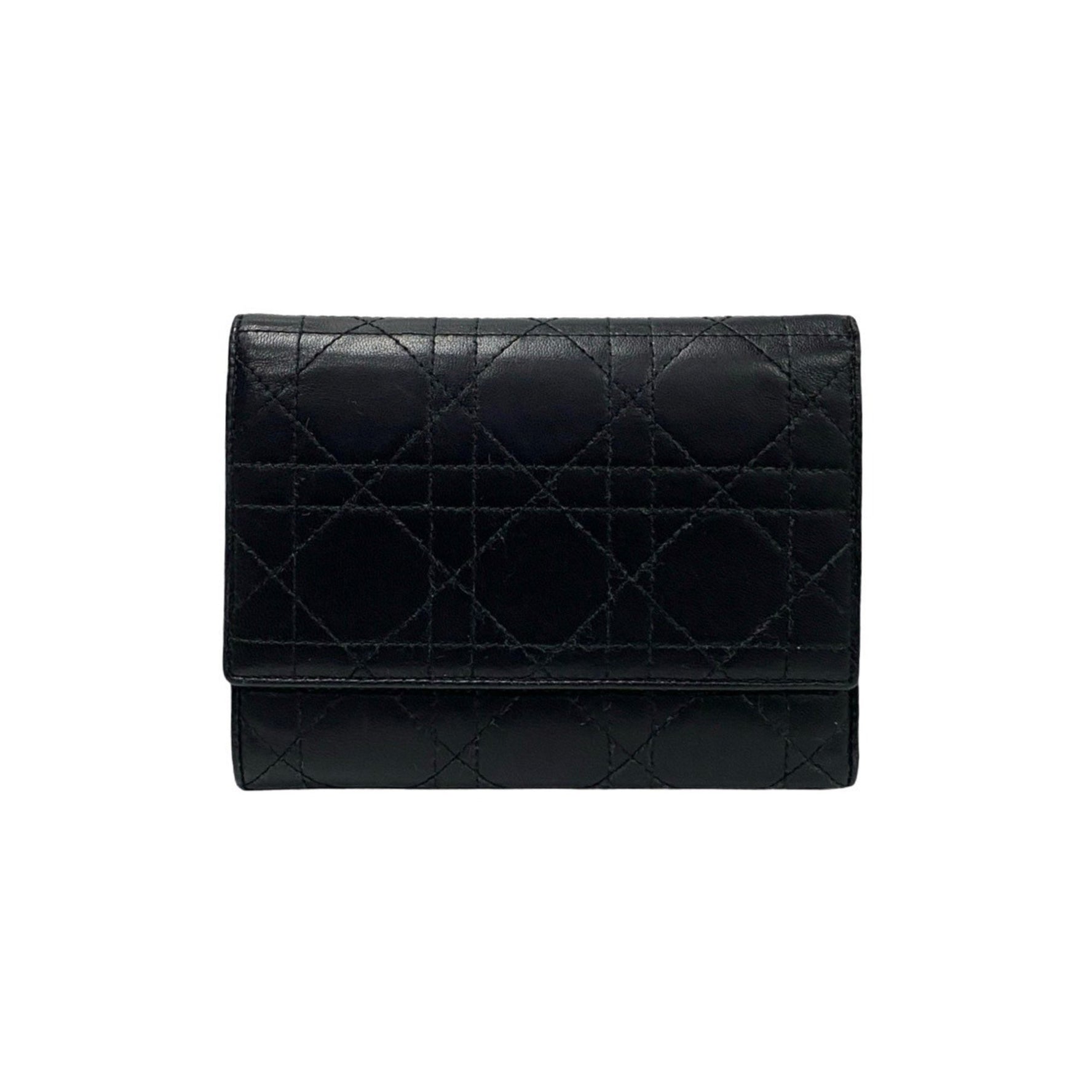 Christian Dior Cannage Leather Tri-fold Wallet with Bill Compartment and Coin Purse