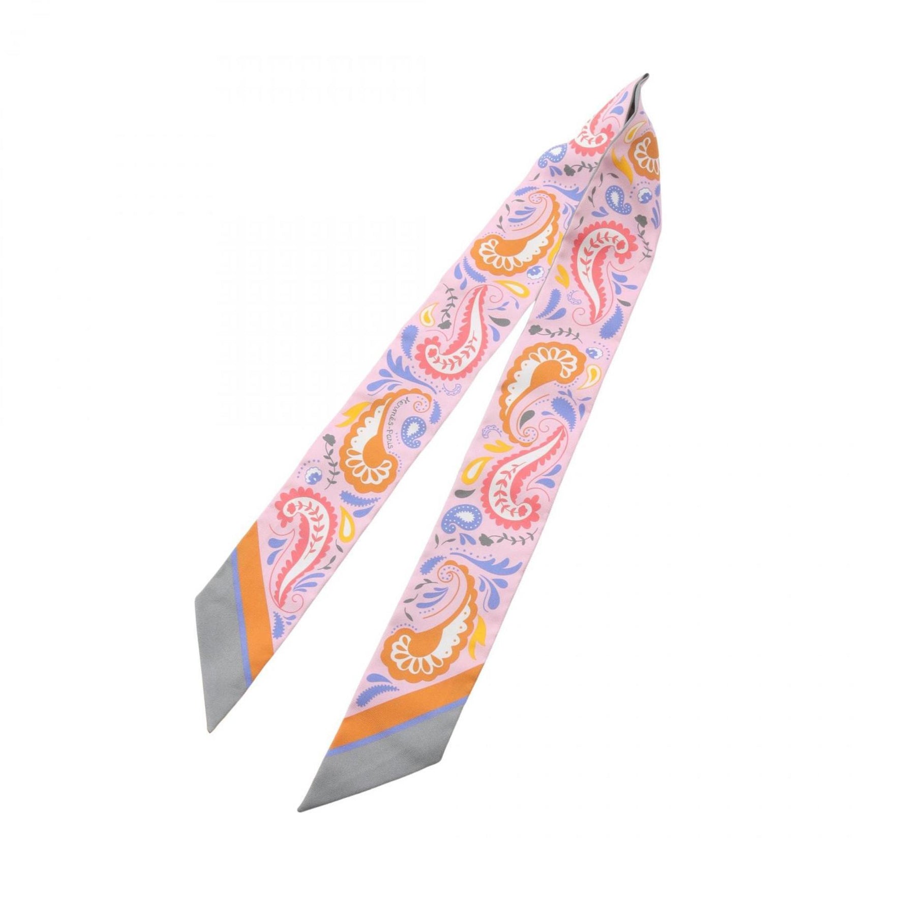 Hermes Hermès Guepards Bandana Twilly Silk Scarf in Pink, Gray, and Multicolor