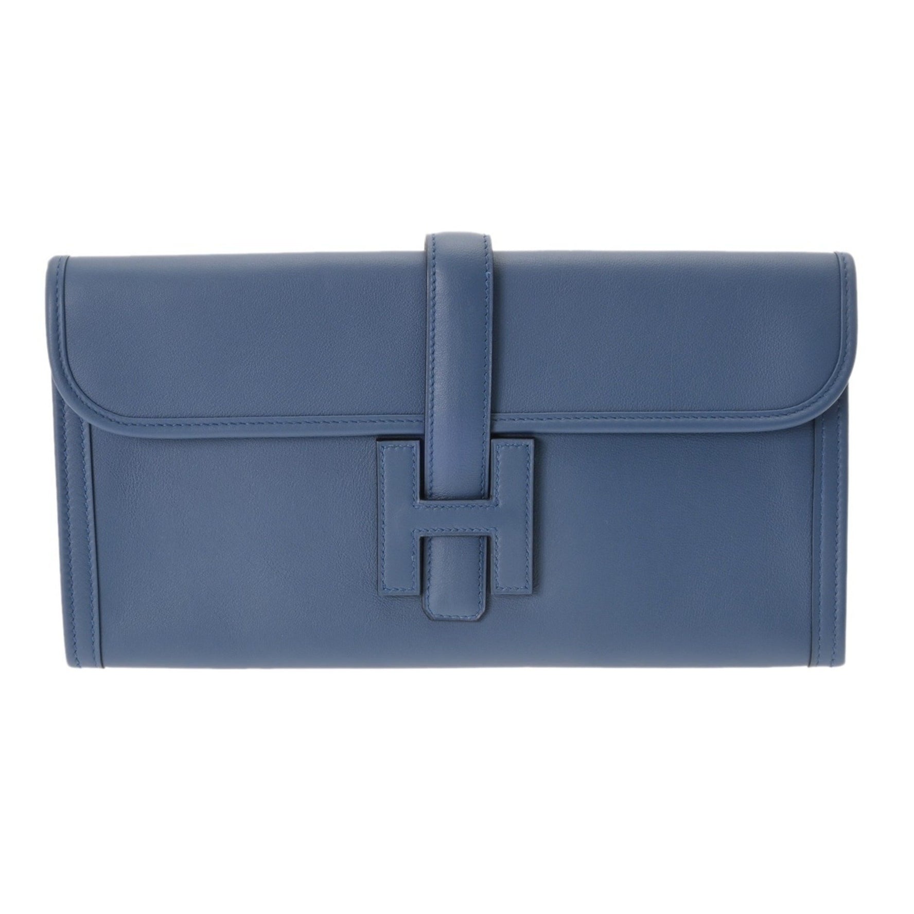 HERMES Jige Elan 29 Blue Agate A stamp (around 2017) unisex Swift leather clutch bag