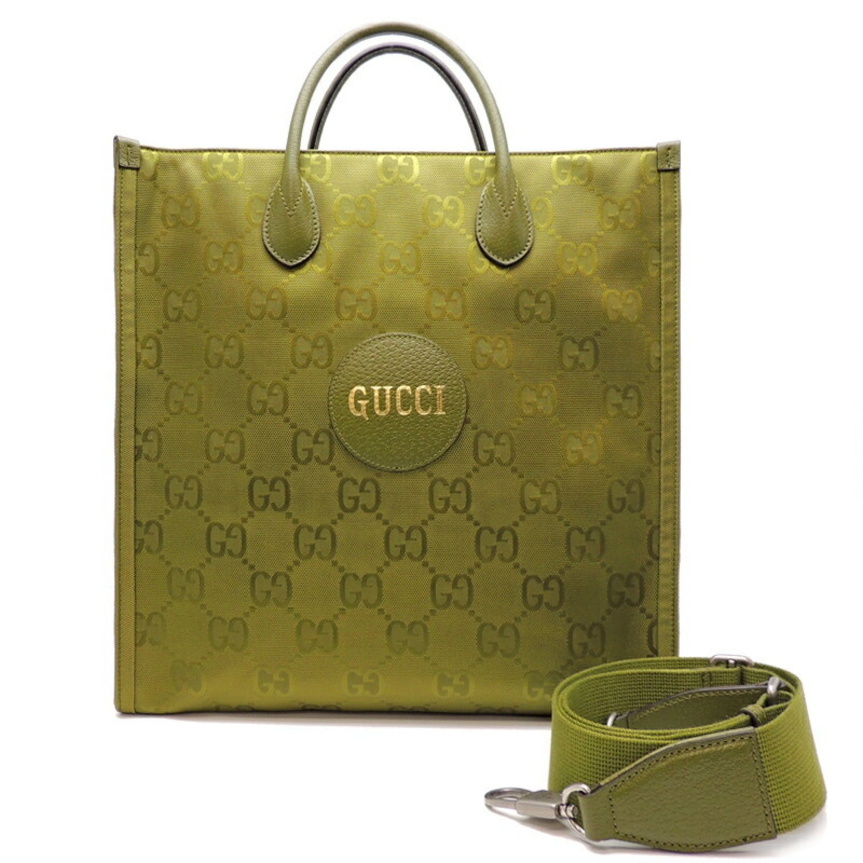 Gucci GG Nylon Off The Grid Medium (Day Only) Ladies Tote Bag Recycled Lining Forest Green