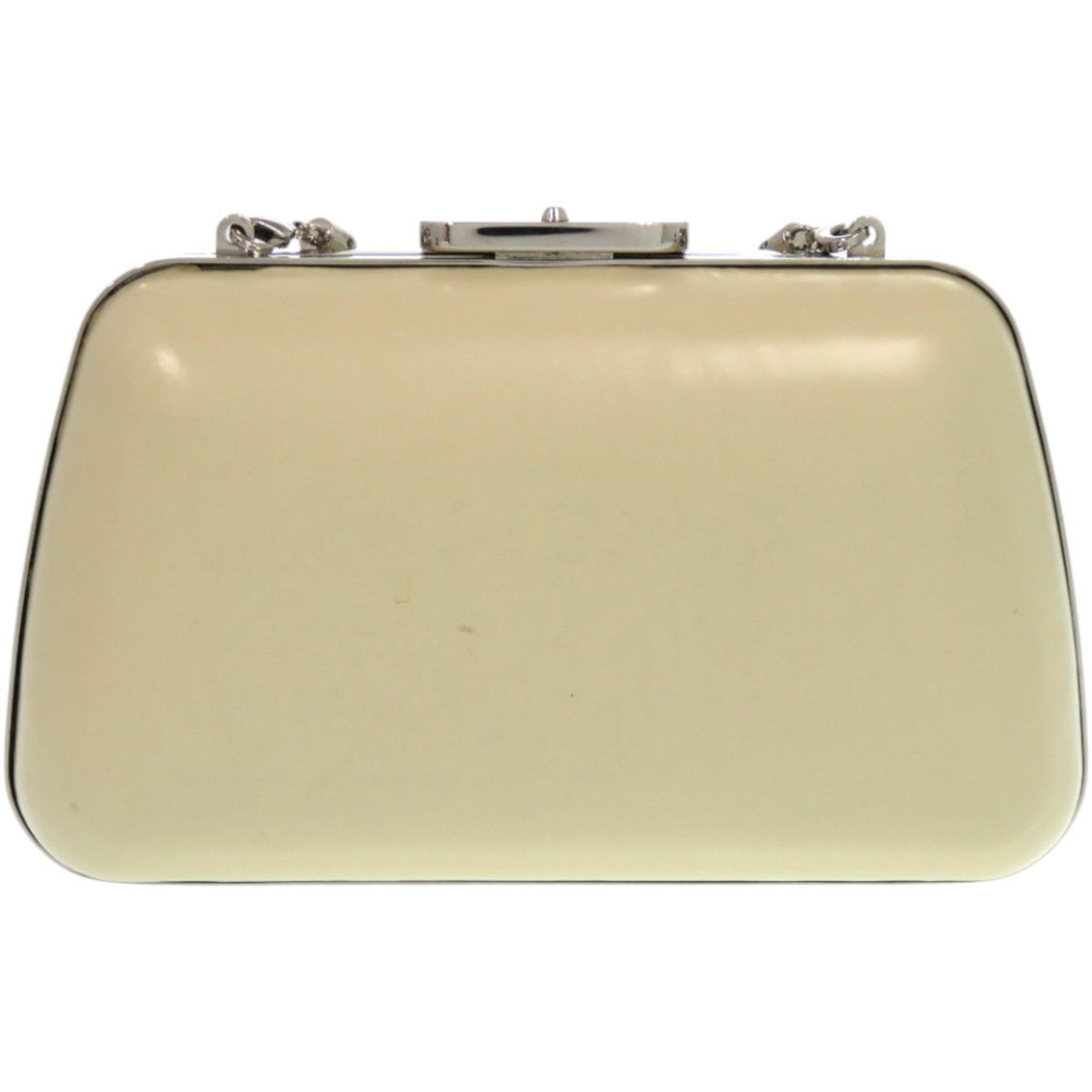 Balenciaga 1518 Clasp Purse 1 Leather Metal Silver Hardware Ivory White Shoulder Bag