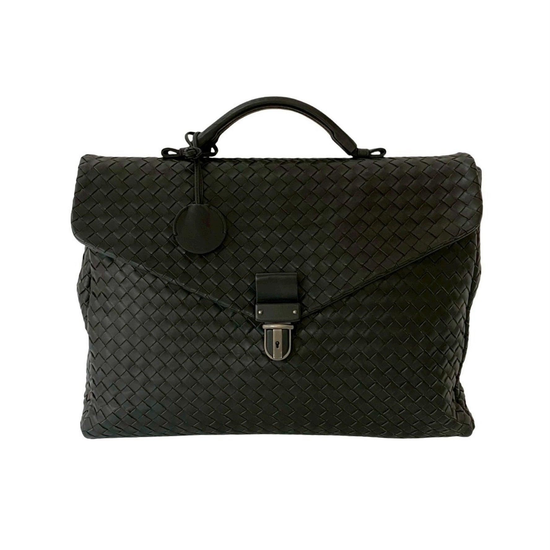 BOTTEGA VENETA Intrecciato Leather Business Briefcase/Document Bag, Size