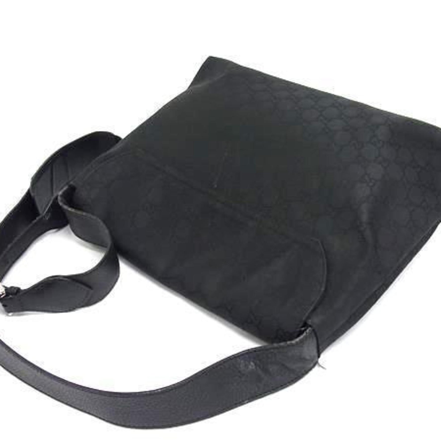 GUCCI Shoulder Bag GG Nylon Leather Flap Men's