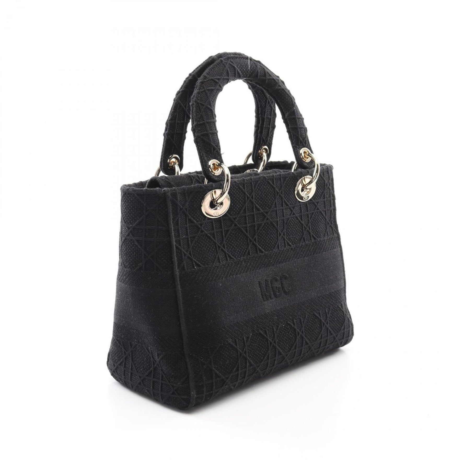 Christian Dior Dior LADY D-LITE Medium Cannage Handbag, Canvas, Women's, Black