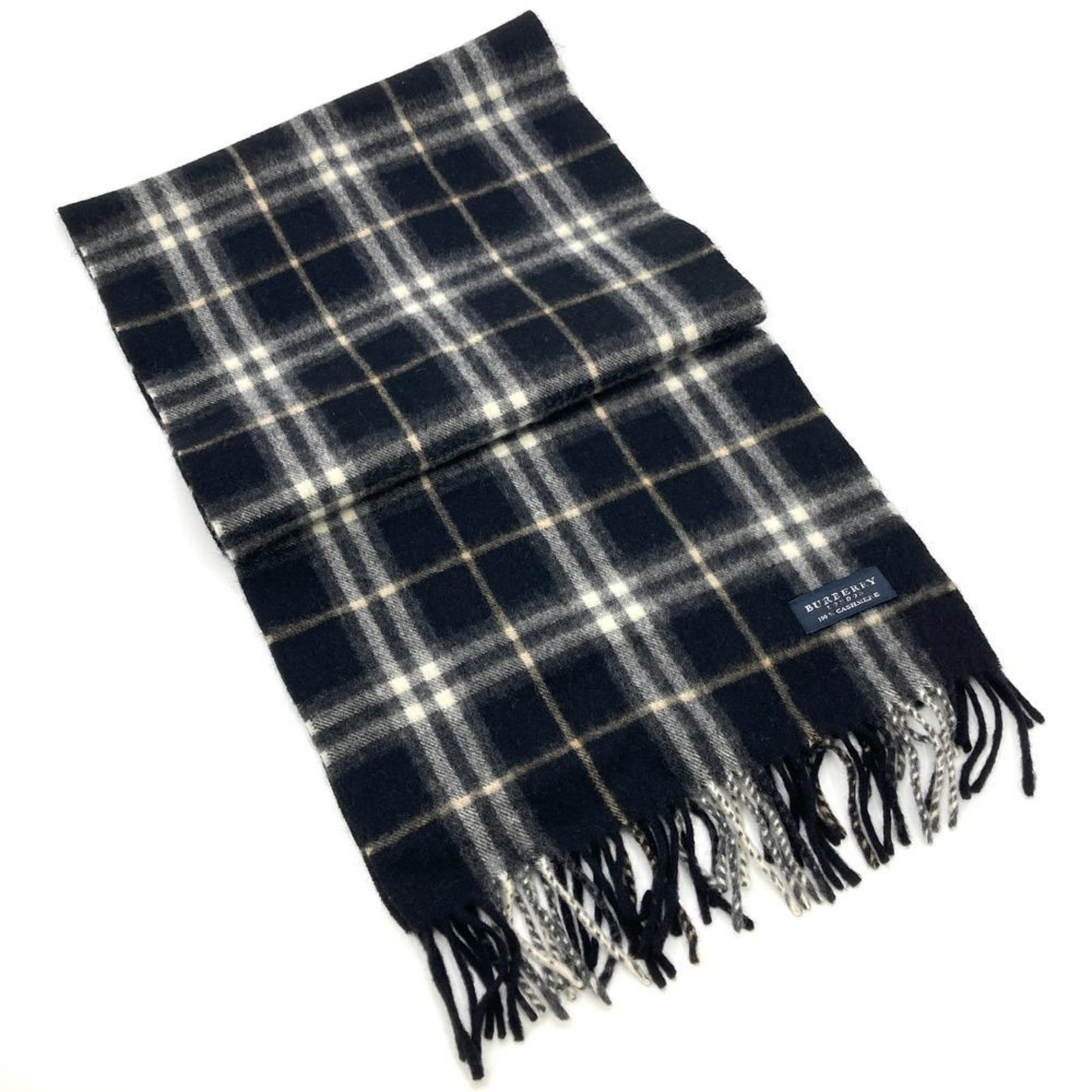 Burberry Check Scarf Cashmere 126cm Black