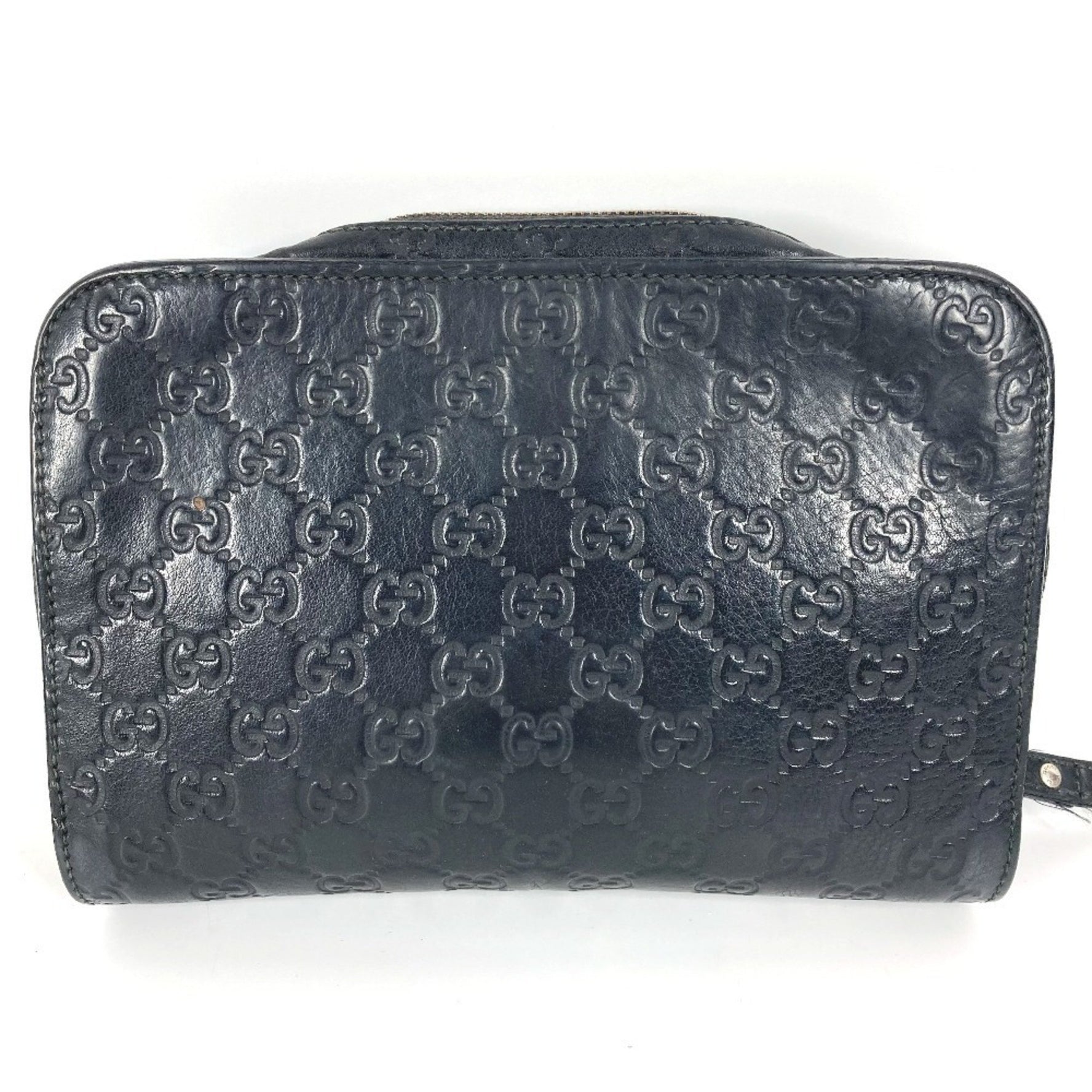 GUCCI GG Guccissima pouch with strap, clutch bag, second leather, men's, black