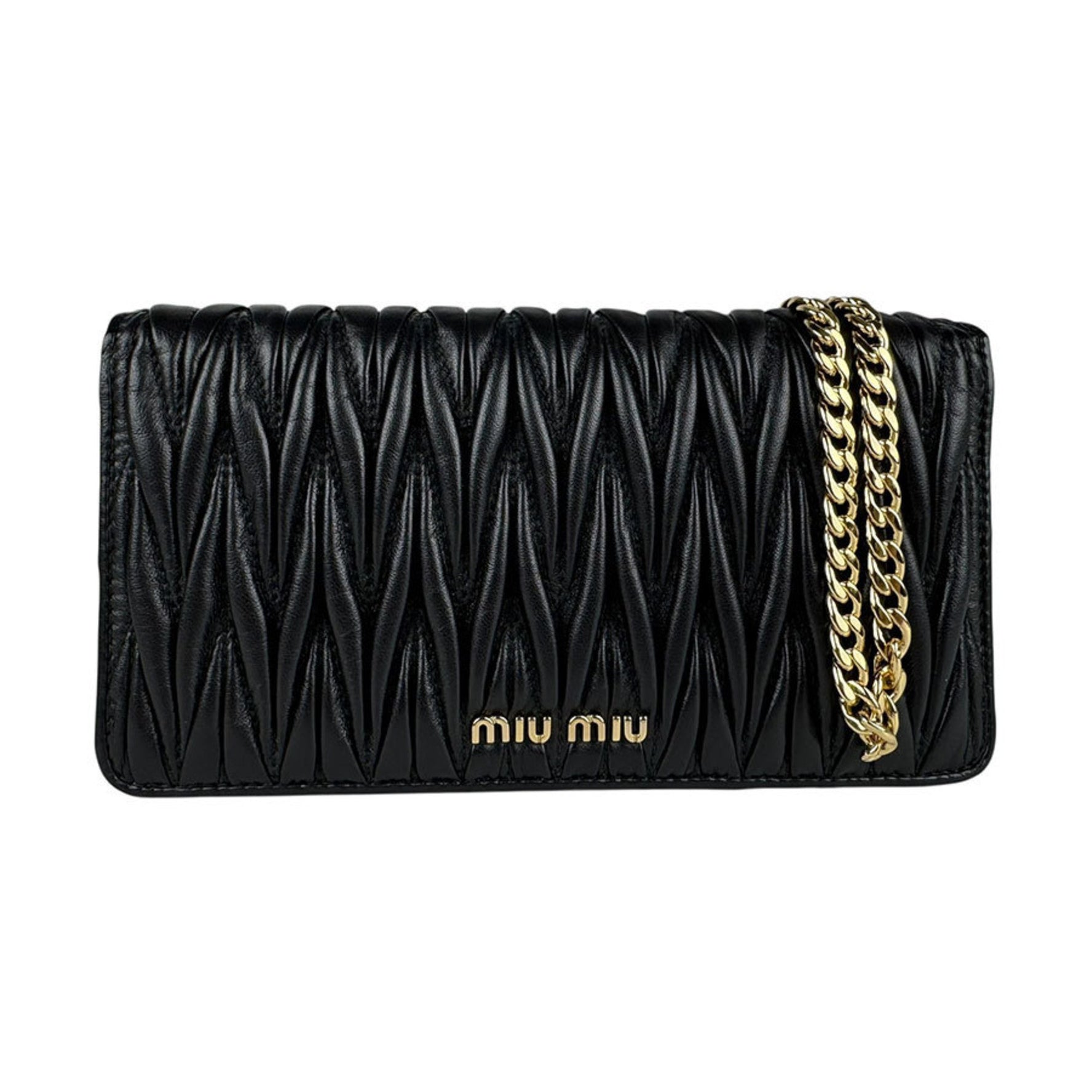Miu Miu Miu Chain Wallet Matelasse Leather