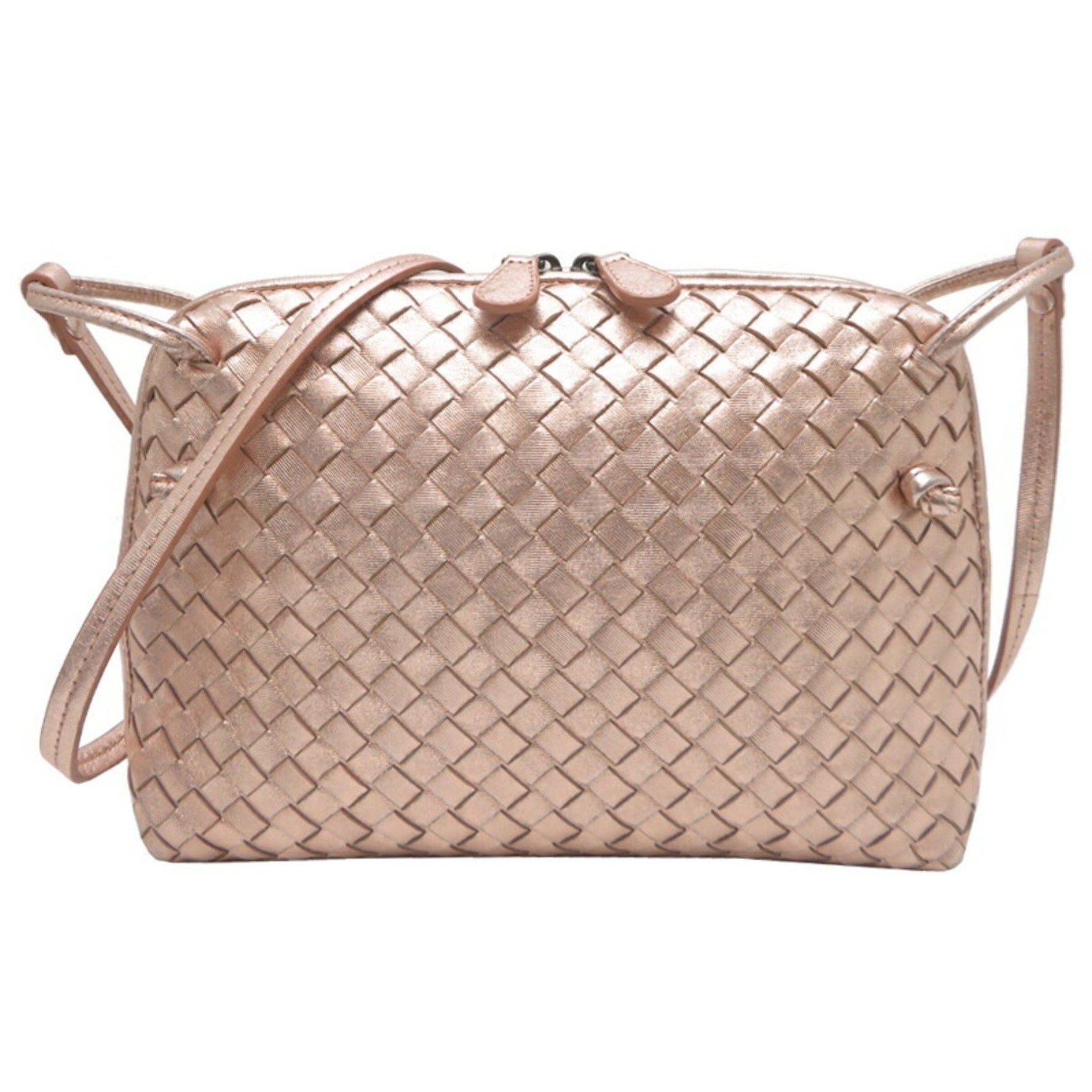 Bottega Veneta Intrecciato Shoulder Bag Leather Metallic Pink