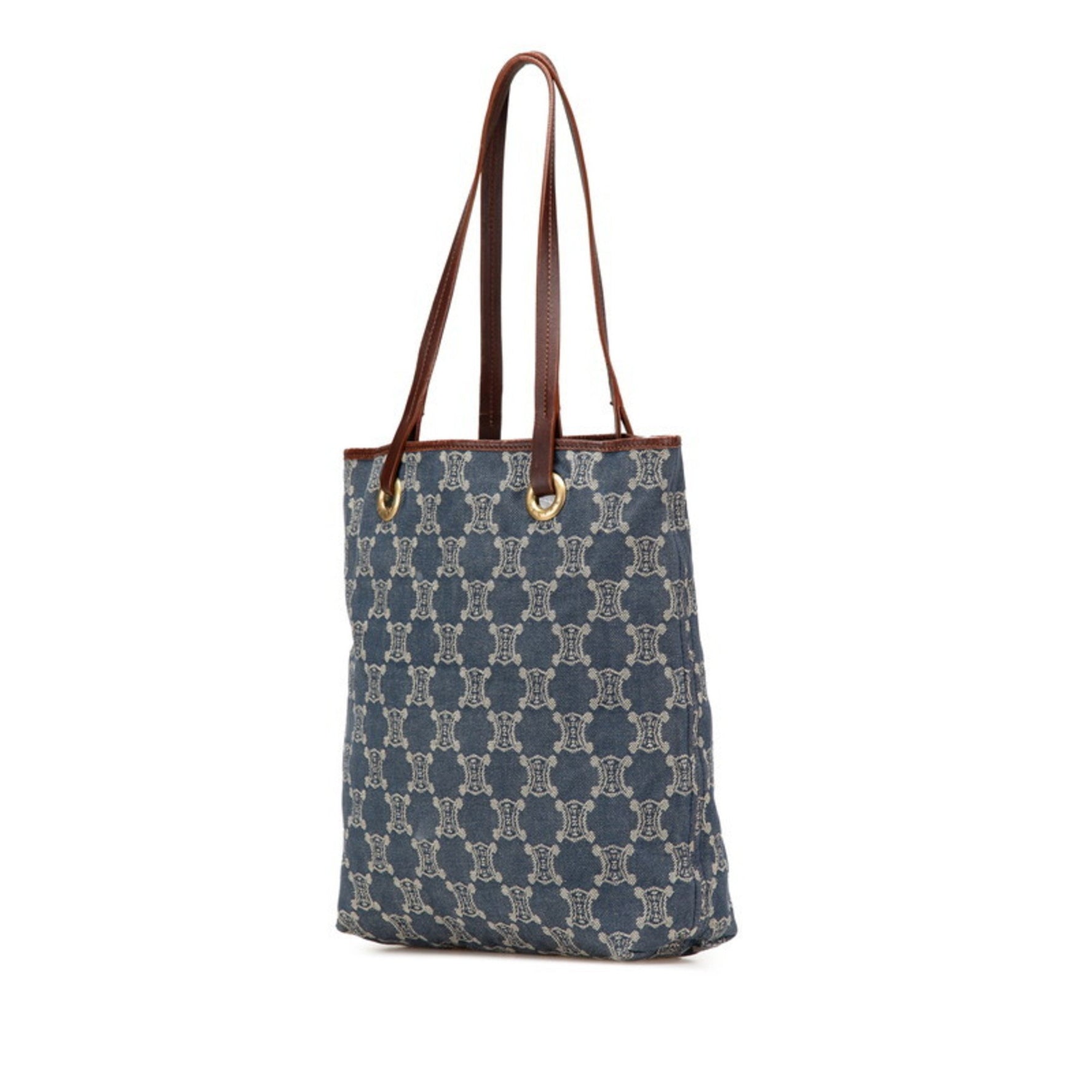 Celine Macadam Tote Bag Shoulder Indigo Denim and Leather