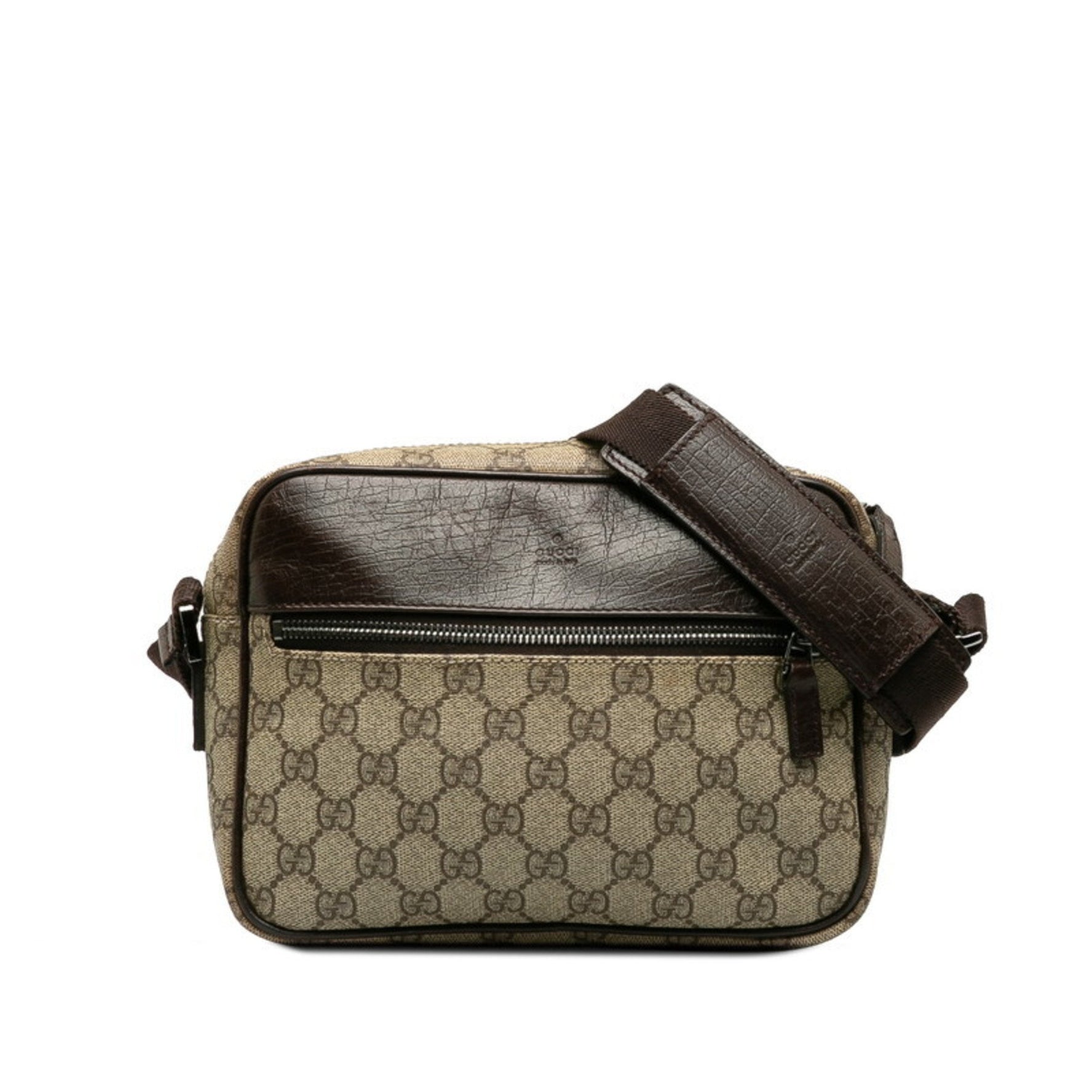 Gucci GG Supreme Shoulder Bag Beige Brown PVC Leather Women's GUCCI