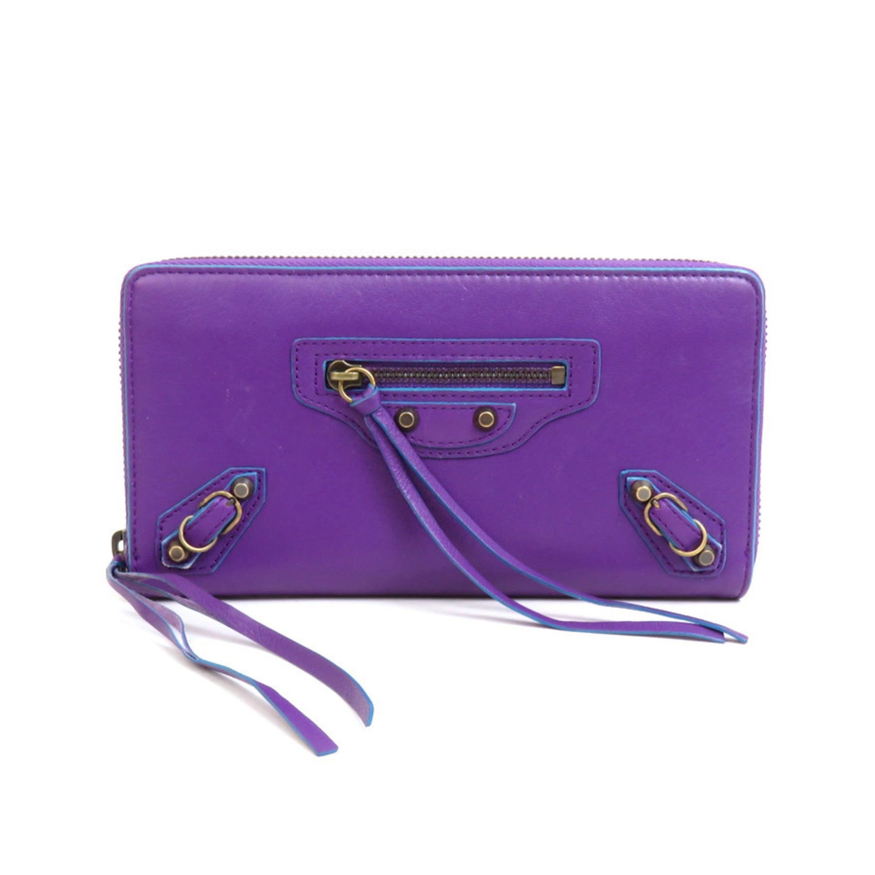 BALENCIAGA Round Long Wallet Leather Purple x Blue Unisex