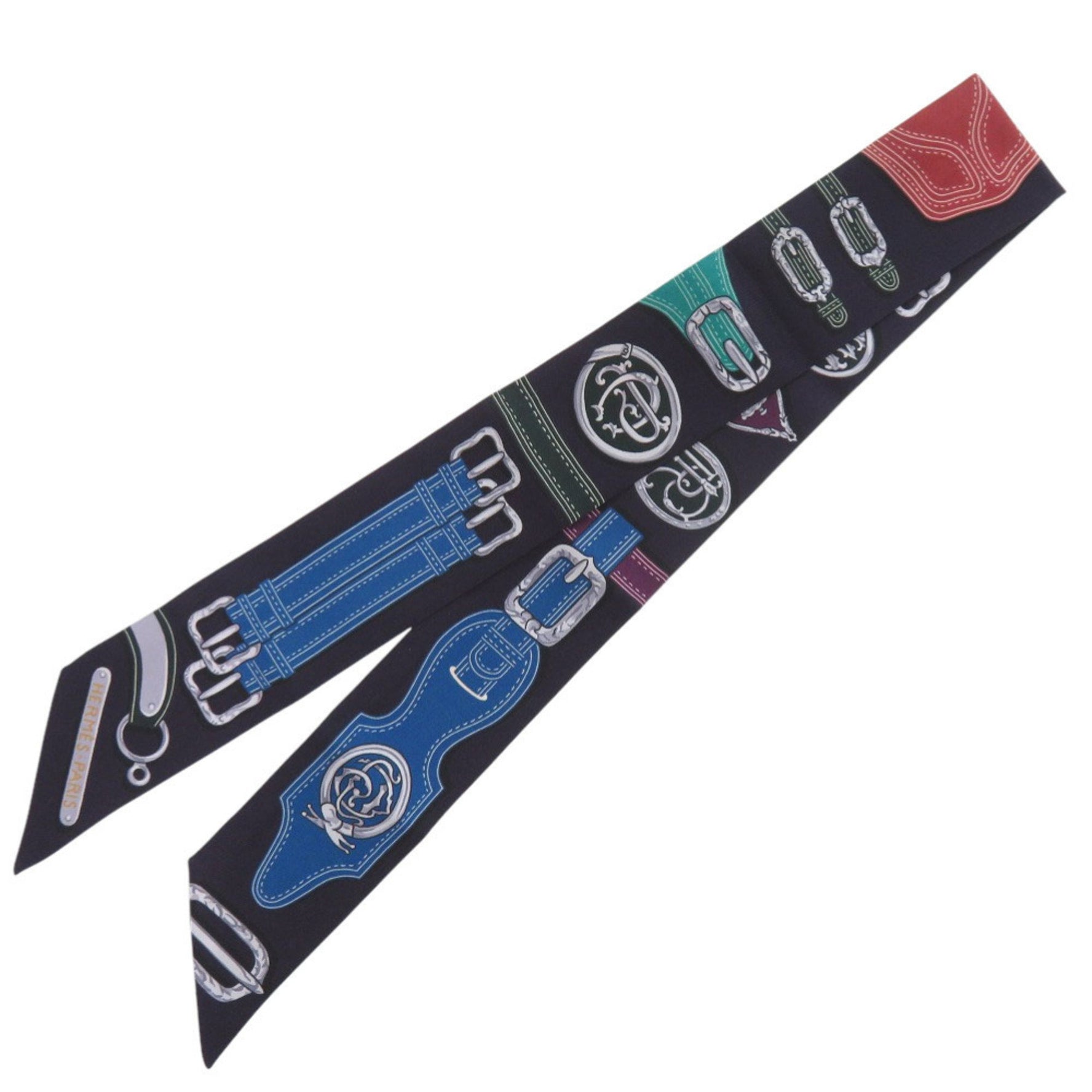 Hermès Twilly Presidential Horse Harness HARNAIS DES PRESIDENTS Silk Aubergine Vert Mille Scarf Muffler 0195 HERMES