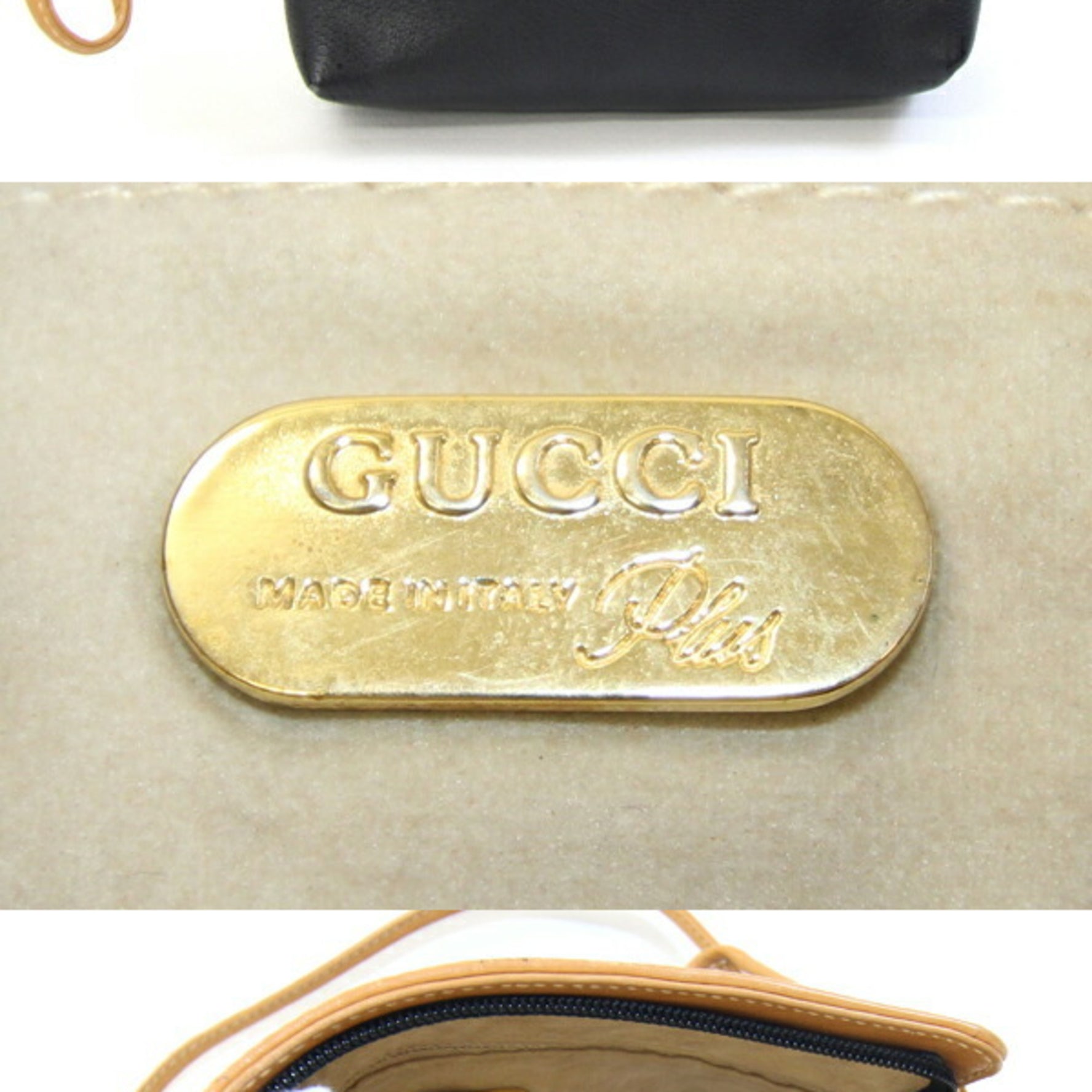 Gucci shoulder bag in black and light brown leather. This is a bag.