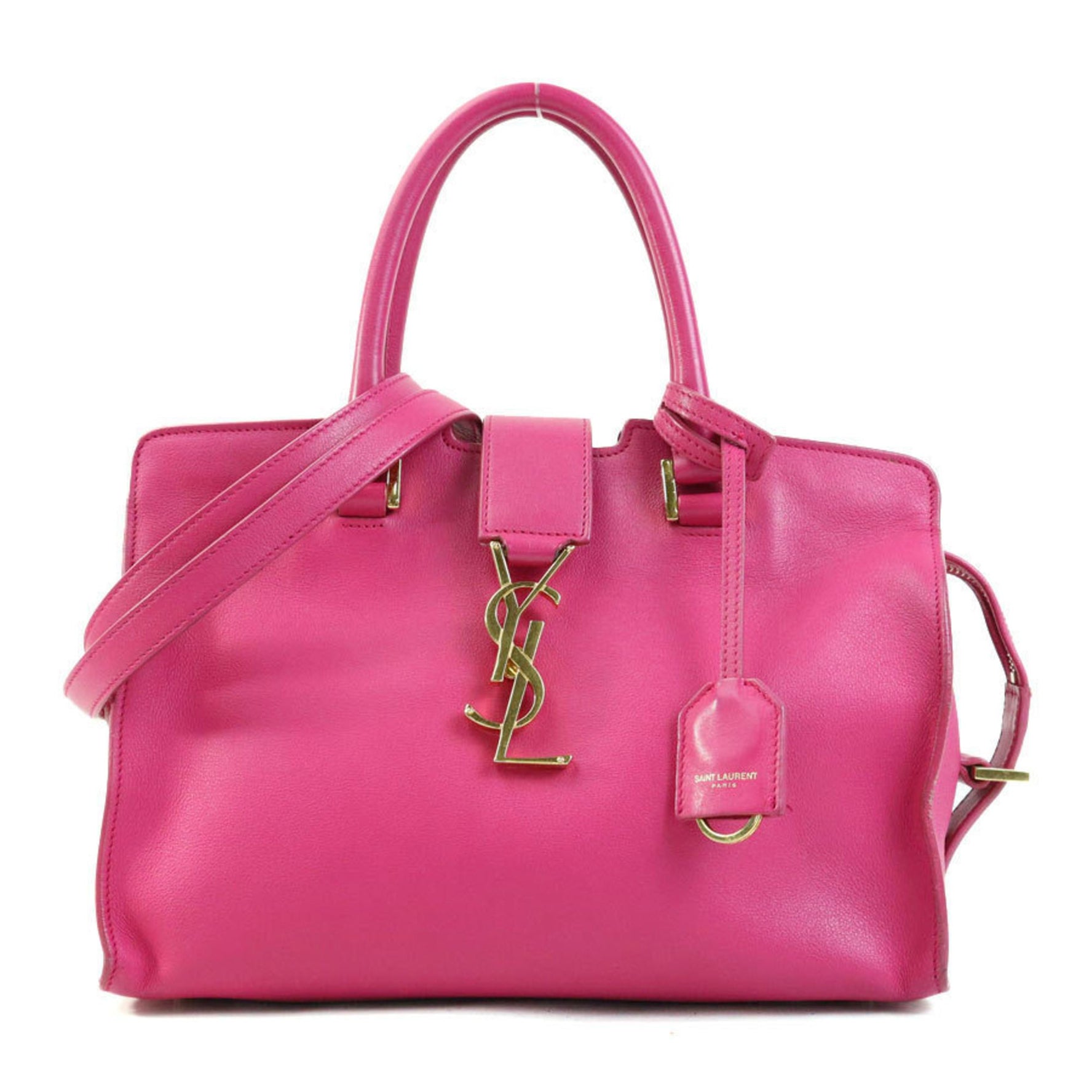 Saint Laurent SAINT LAURENT handbag shoulder bag Baby Cabas leather pink gold women's h31216a