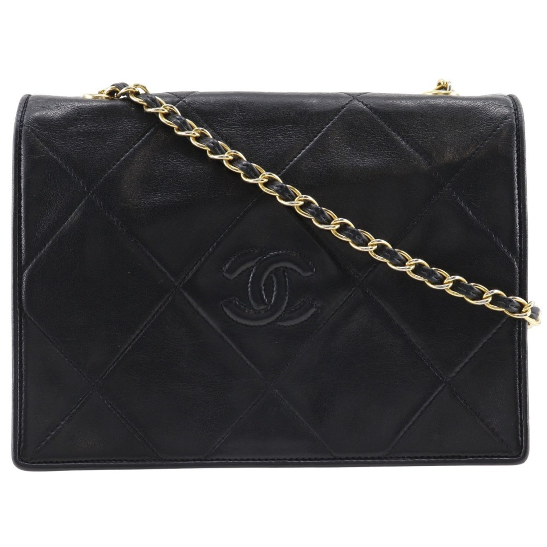 CHANEL Chain Shoulder Bag Diamond Stitched Matelasse Lambskin Snap Button ChainShoulder