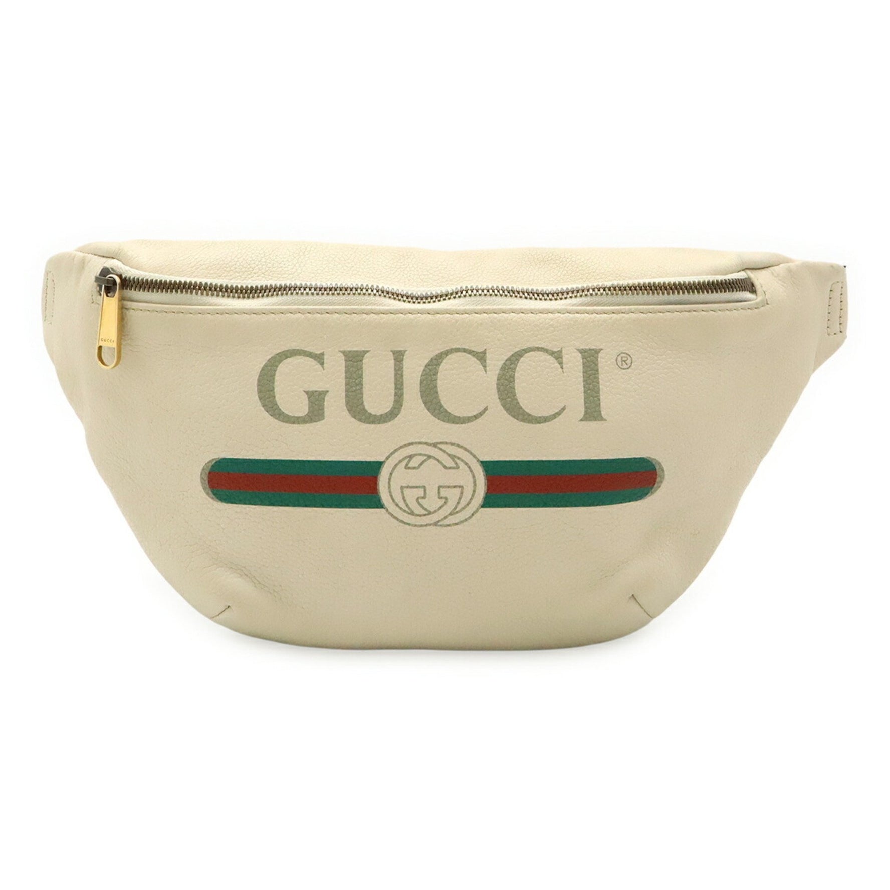 GUCCI Sherry Line Belt Bag, Waist Pouch, Body Leather, Ivory, White