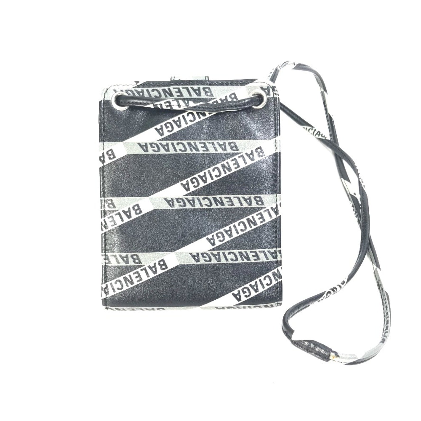 Balenciaga Pouch Pochette Wallet bag logo Shoulder Bag Black White
