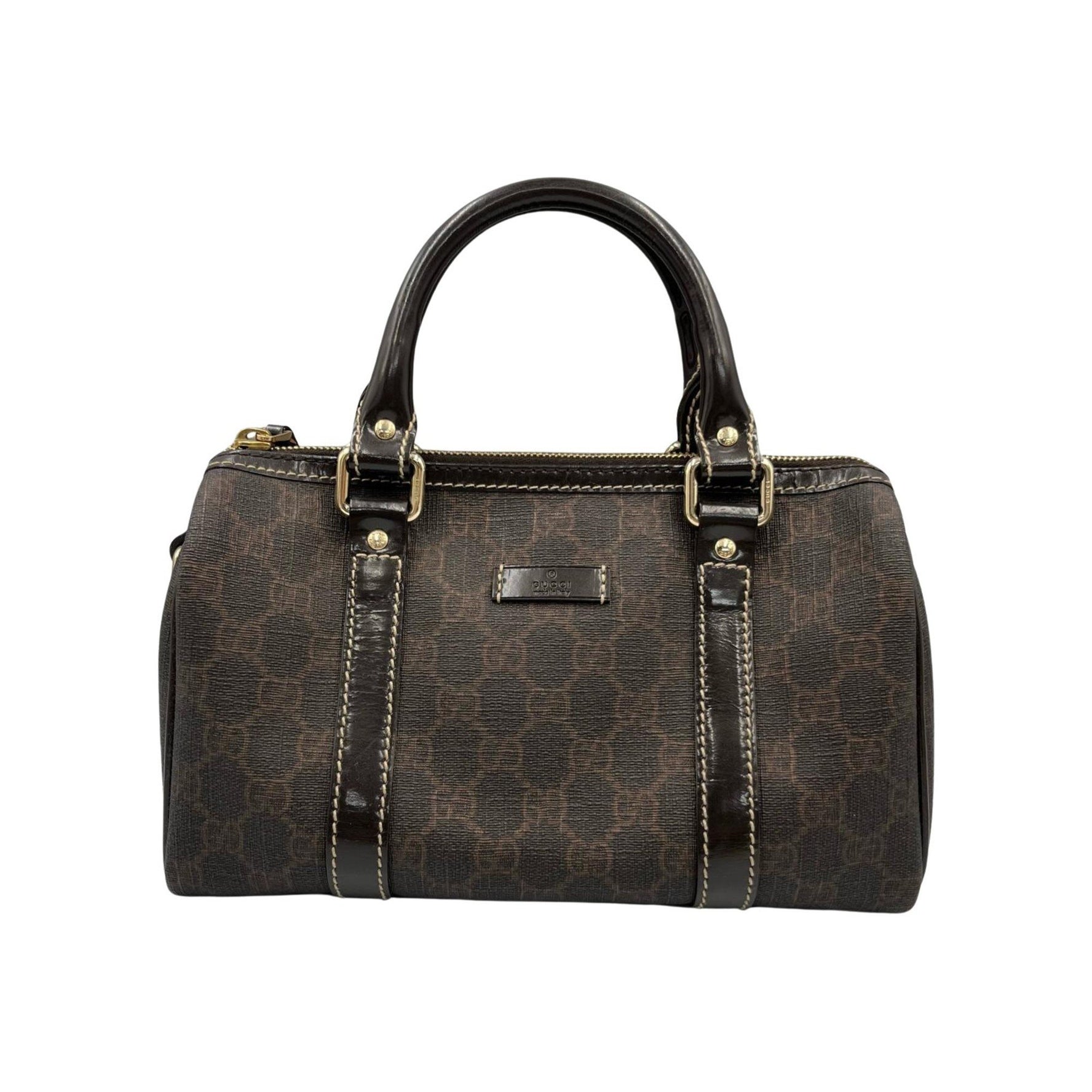 Gucci Mini Boston Handbag in GG Supreme Canvas, Brown, Women's