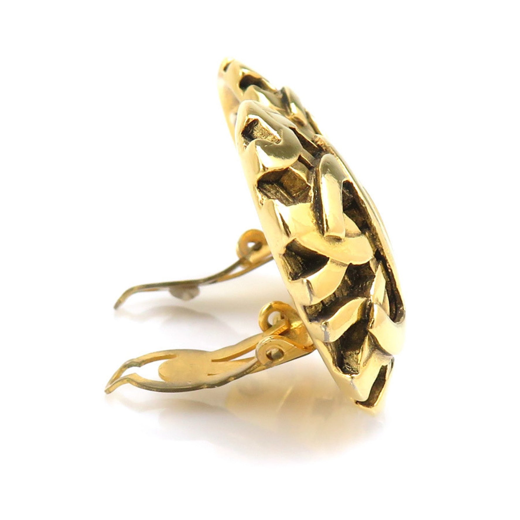 CHANEL Coco Mark Metal Earrings