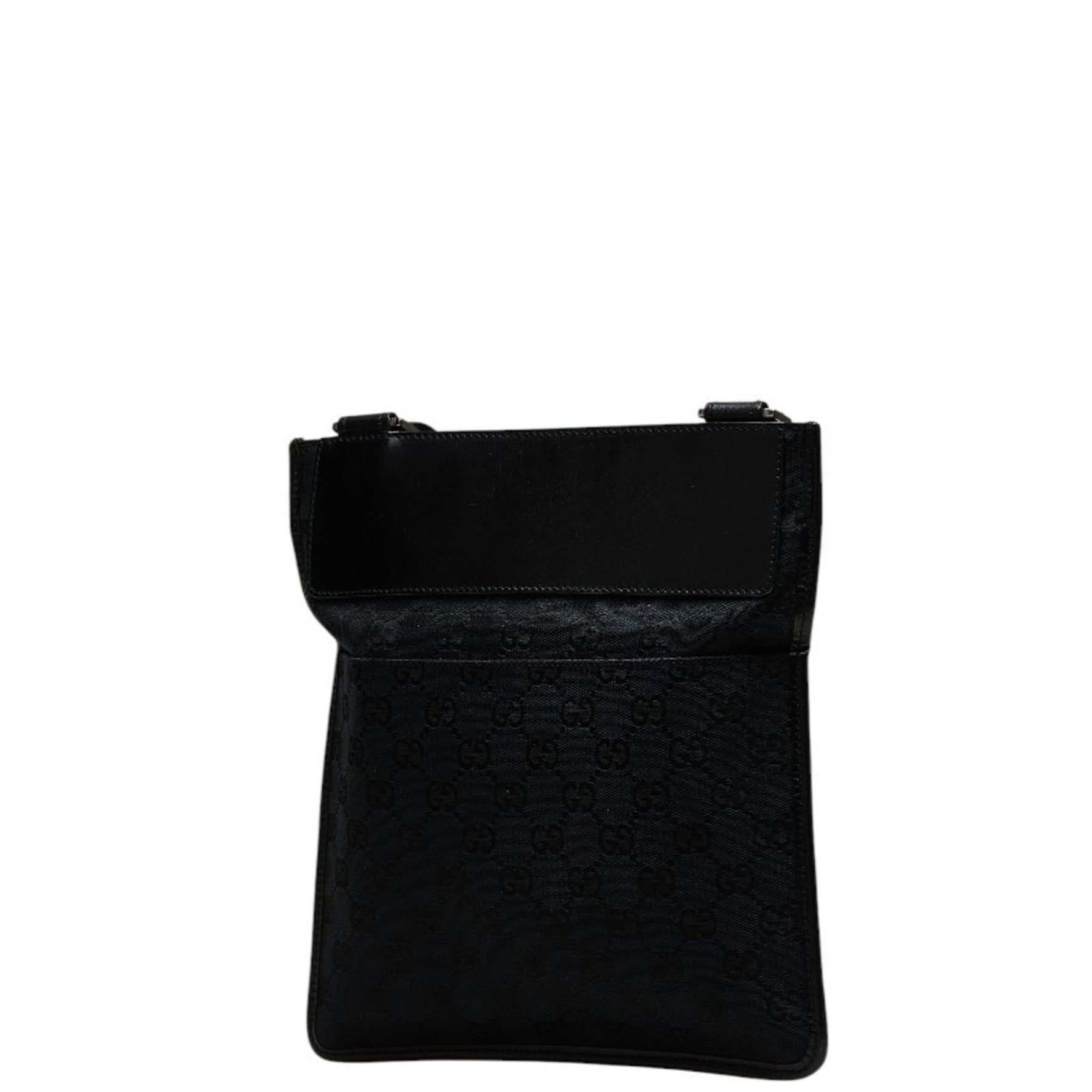 Gucci GG Canvas Shoulder Bag 019 0343 Navy Black Leather