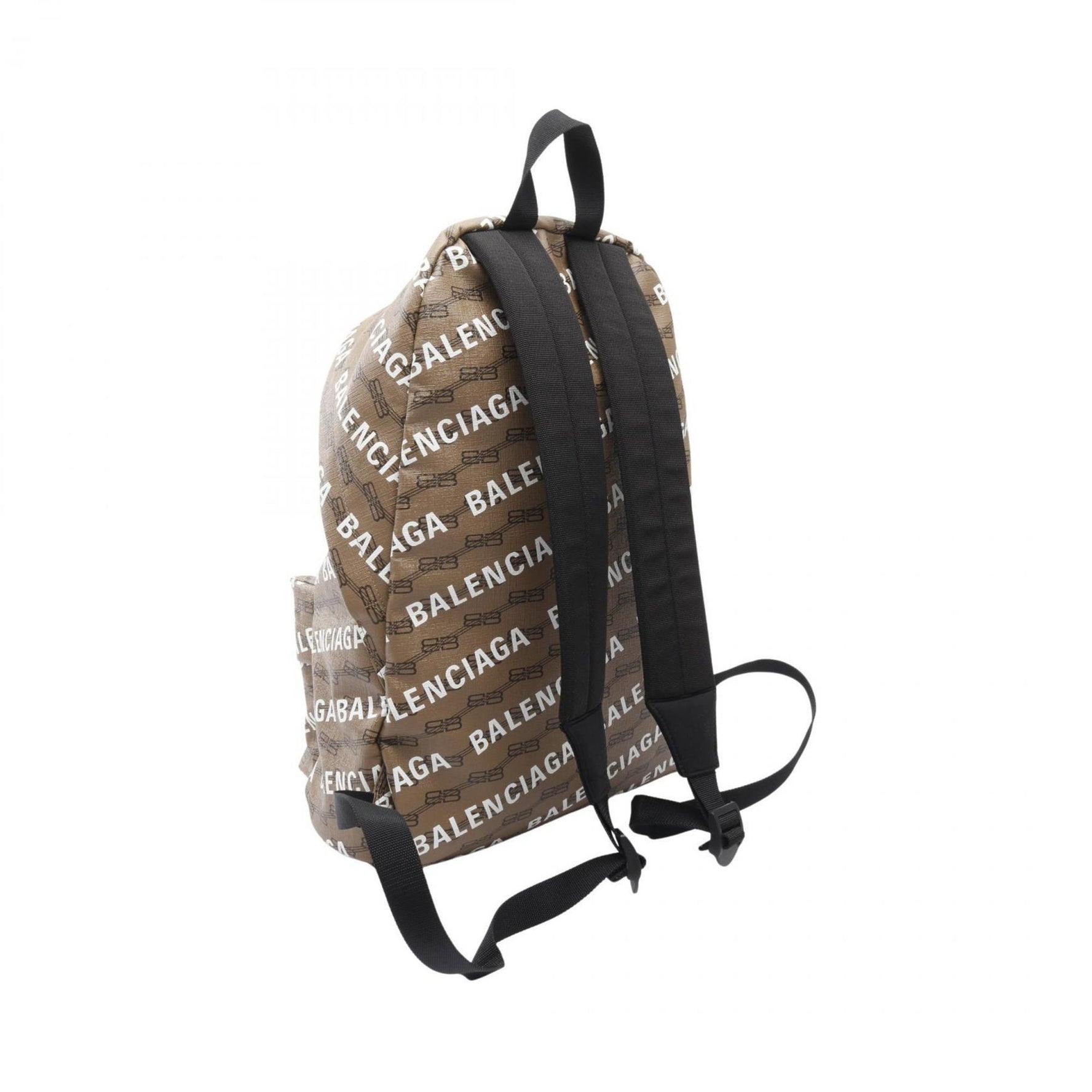 Balenciaga Signature Rucksack, Coated Canvas, Men's and Brown Black